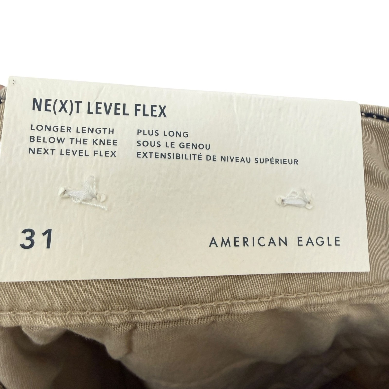 American Eagle Mens Shorts Next Level Flex Bermuda Khaki Tan Size 31 NWT