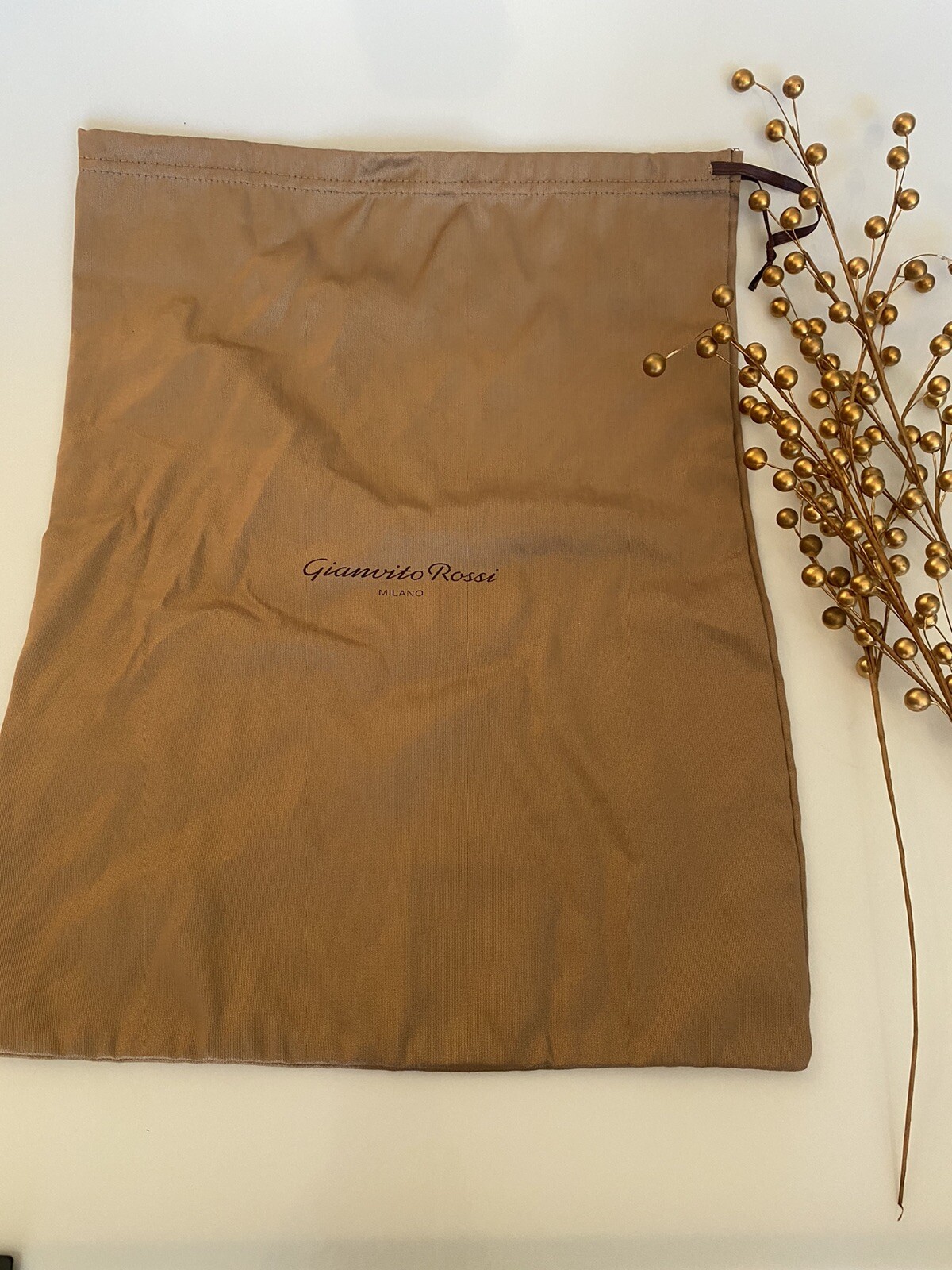 Gianvito Rossi Milano Taupe Shoe Dust Travel Drawstring Bag 17”*13”