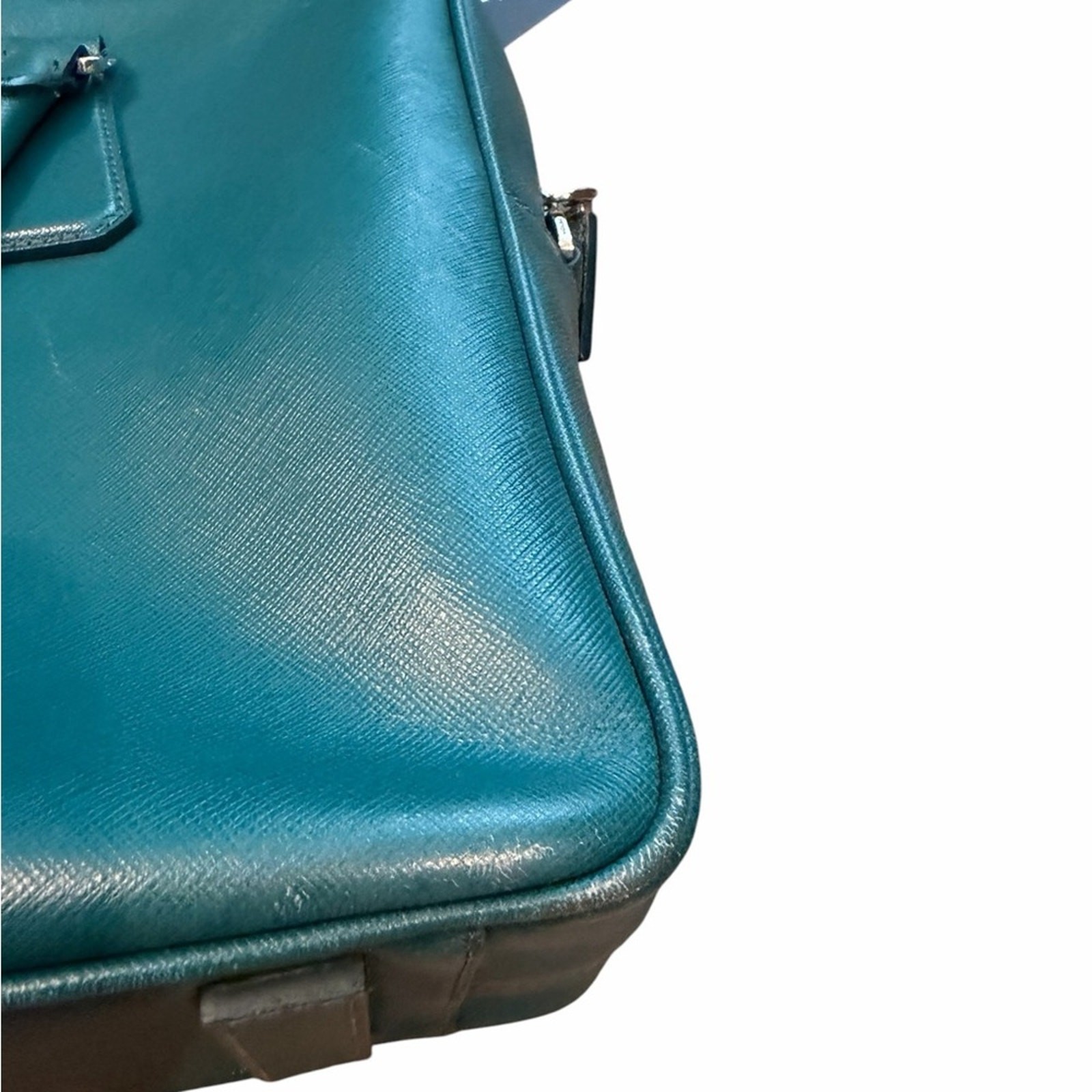 Prada Green Saffiano Leather Tote Briefcase