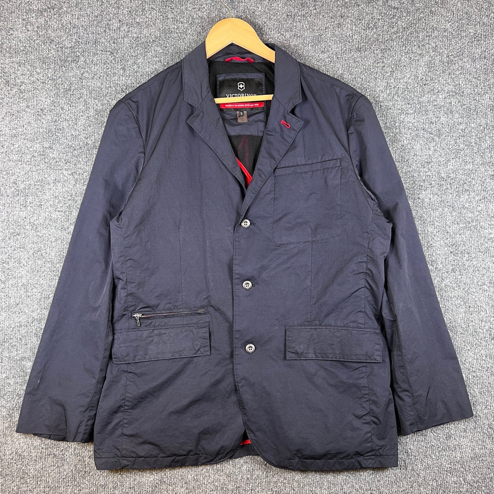 Victorinox Travel Blazer Mens EU 52 US 42 Navy Blue Pockets Stretch Unstructured
