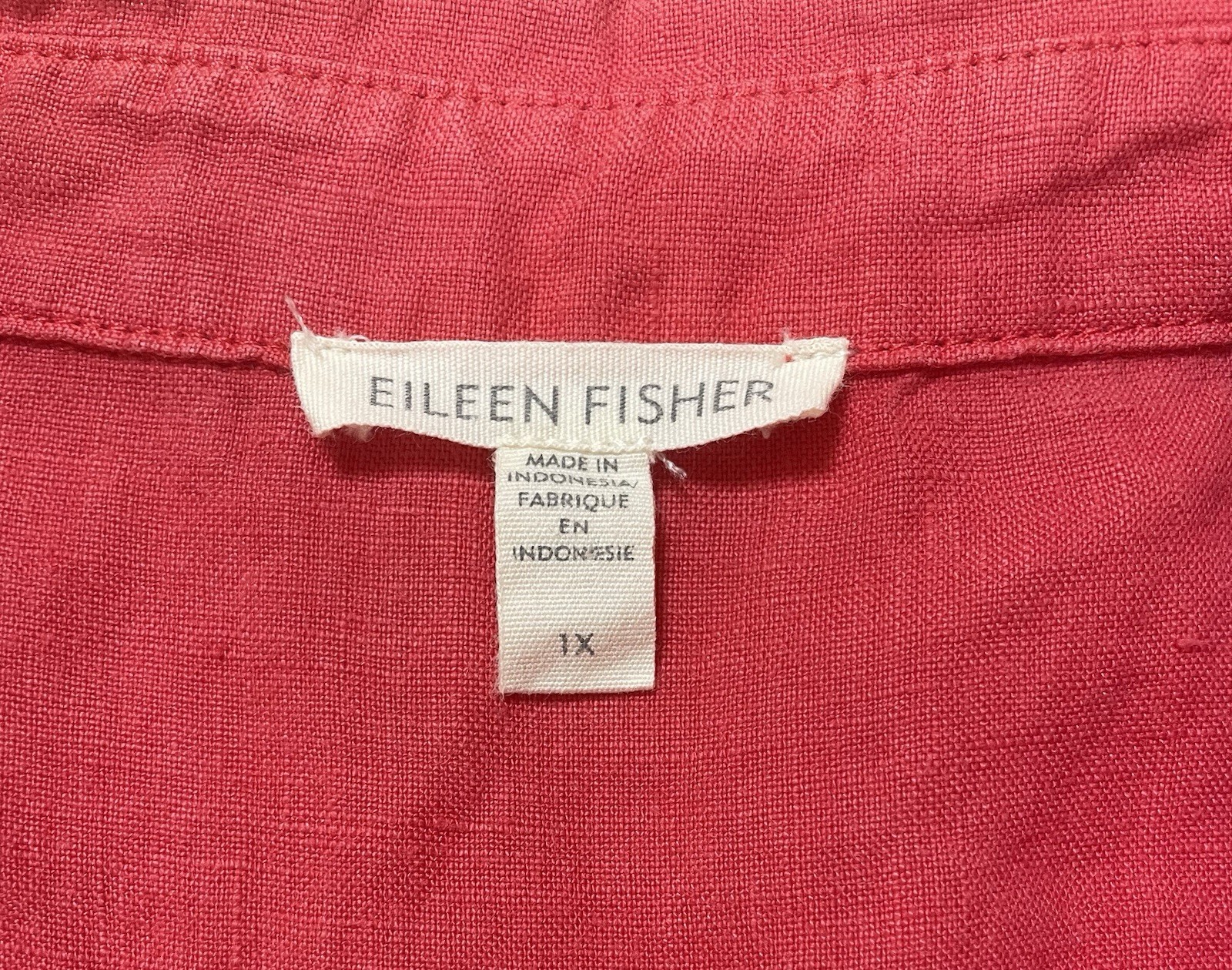 Eileen Fisher Organic Linen Sleeveless Shirt Dress Size 1X in Coral
