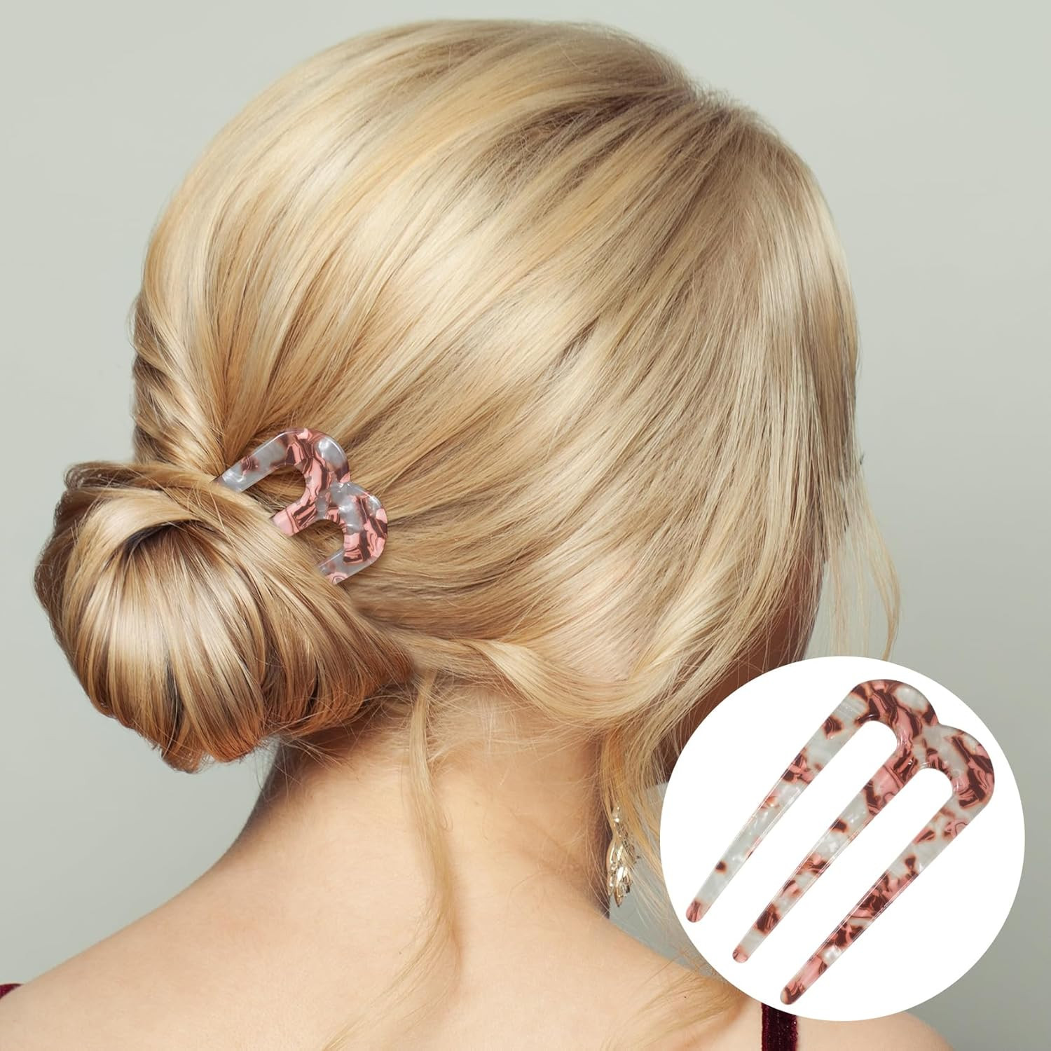 French Hair Pin U Shaped 2 Pcs Dark Brown, Light Brown