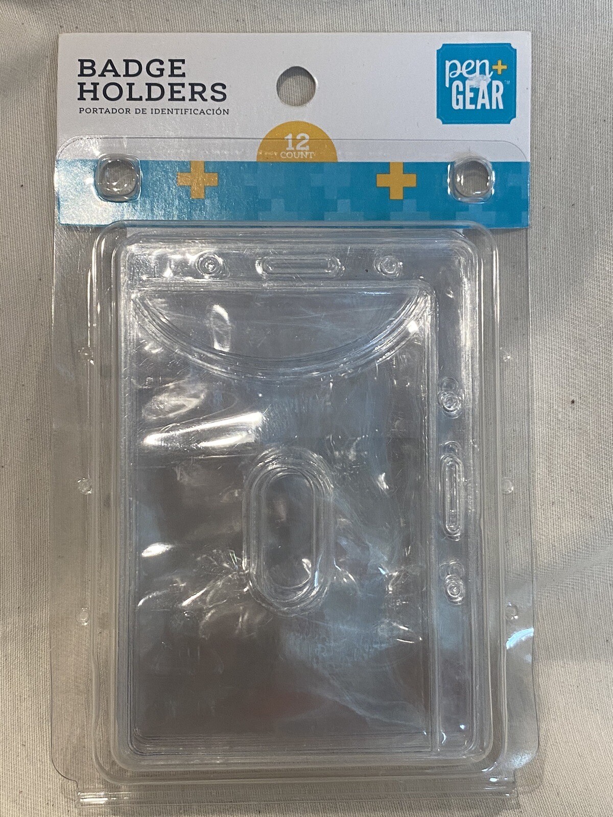 Pen+ Gear Badge Holders 12Pcs Clear Plastic Name Tag ID Card 3-1/2 X 2-1/4 in