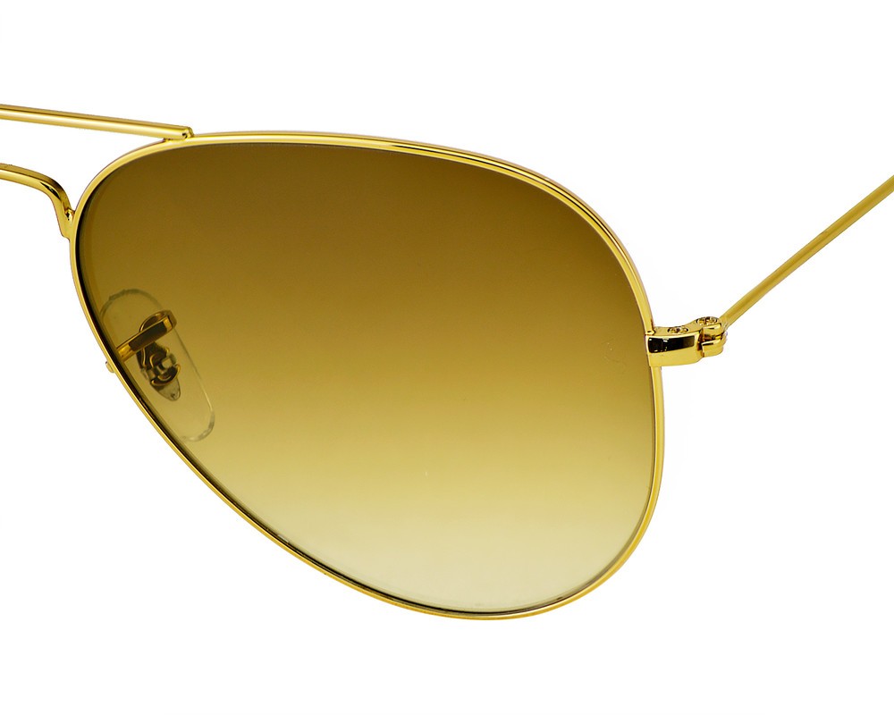 Ray-Ban RB3025 Aviator Gradient Gold Frame Light Brown Lenses 58mm Unisex