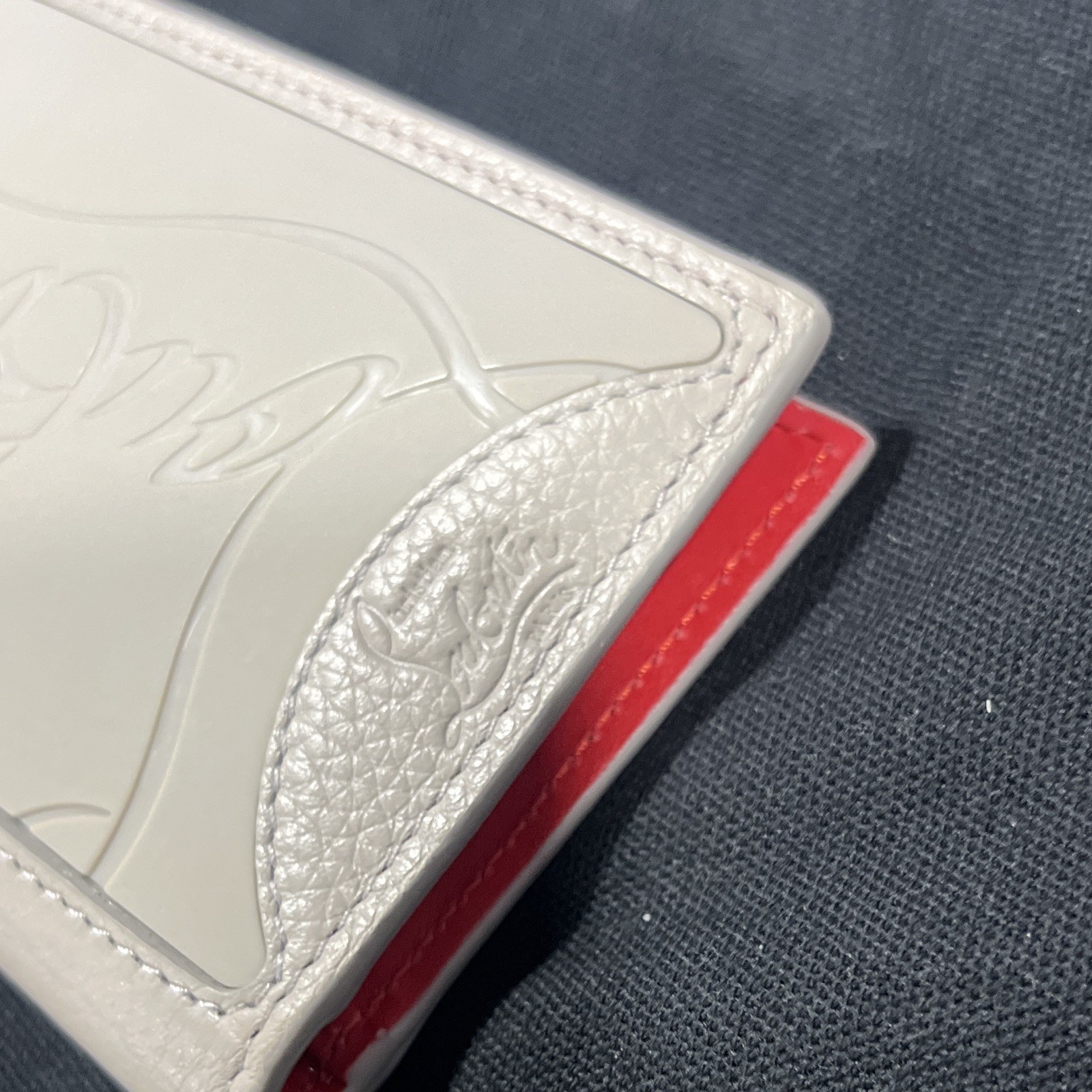 Christian Louboutin White/Red Leather Card Holder Men’s One Size Solid