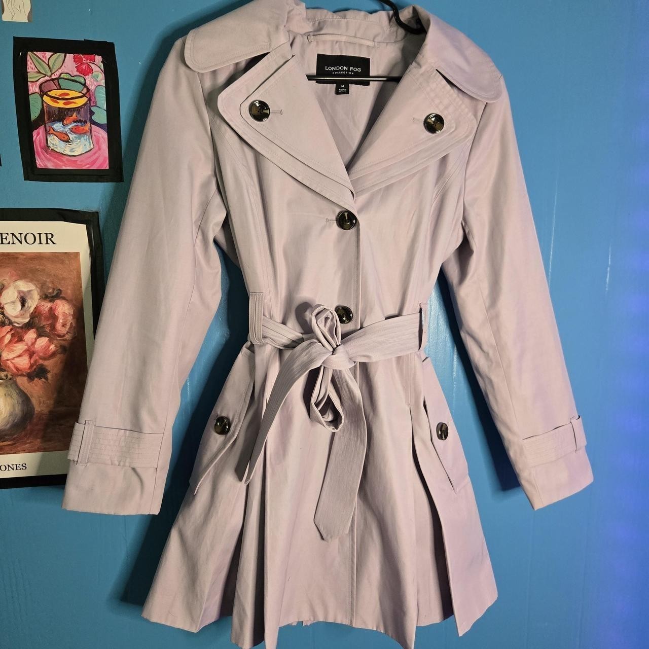 London Fog Collection Women’s Purple Belted Hooded Lined Trench Coat Size M