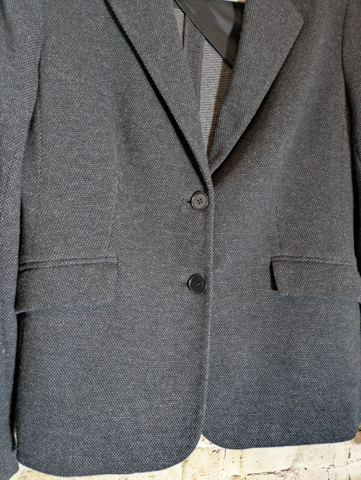 Talbots Tweed Blazer 10 In Charcoal Grey Two Button Heavyweight Office Career