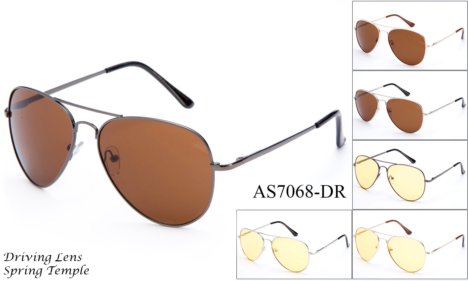 Driving Sunglasses Daytime Night Vision Glasses Aviator Style UV400 Spring Hinge