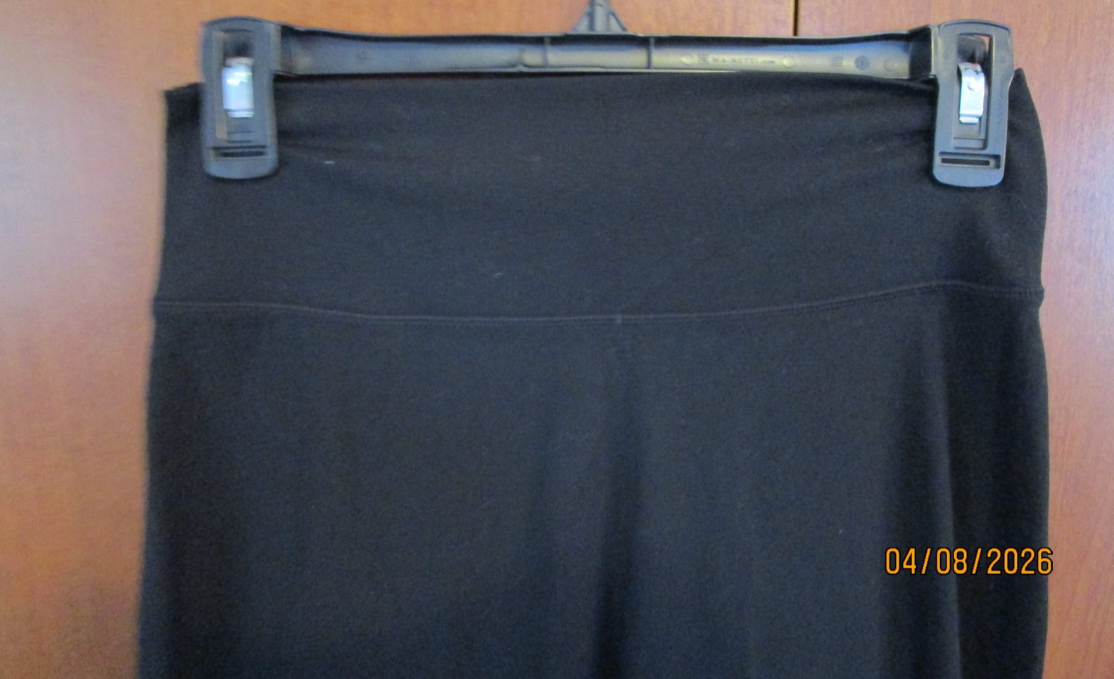 Black Leggings Women Sz Large Nylon & Spandex Waist 25 + Inseam 27.5 in