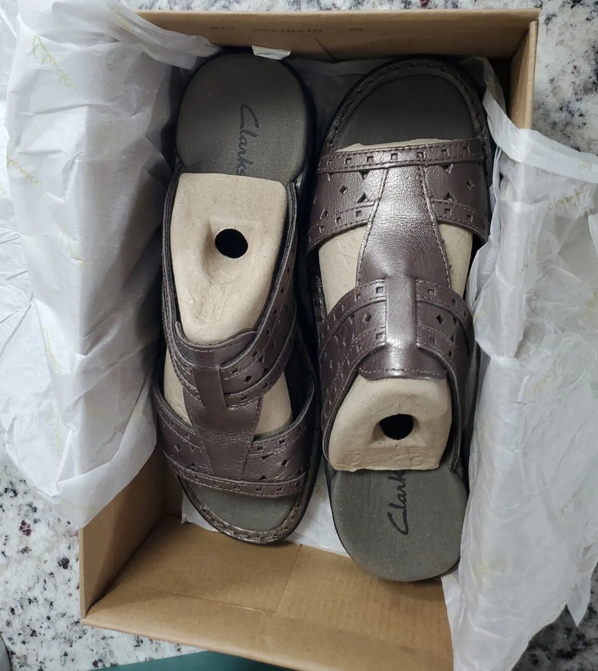 Clarks Patty Athens Pewter Sz 8 Slides #37168