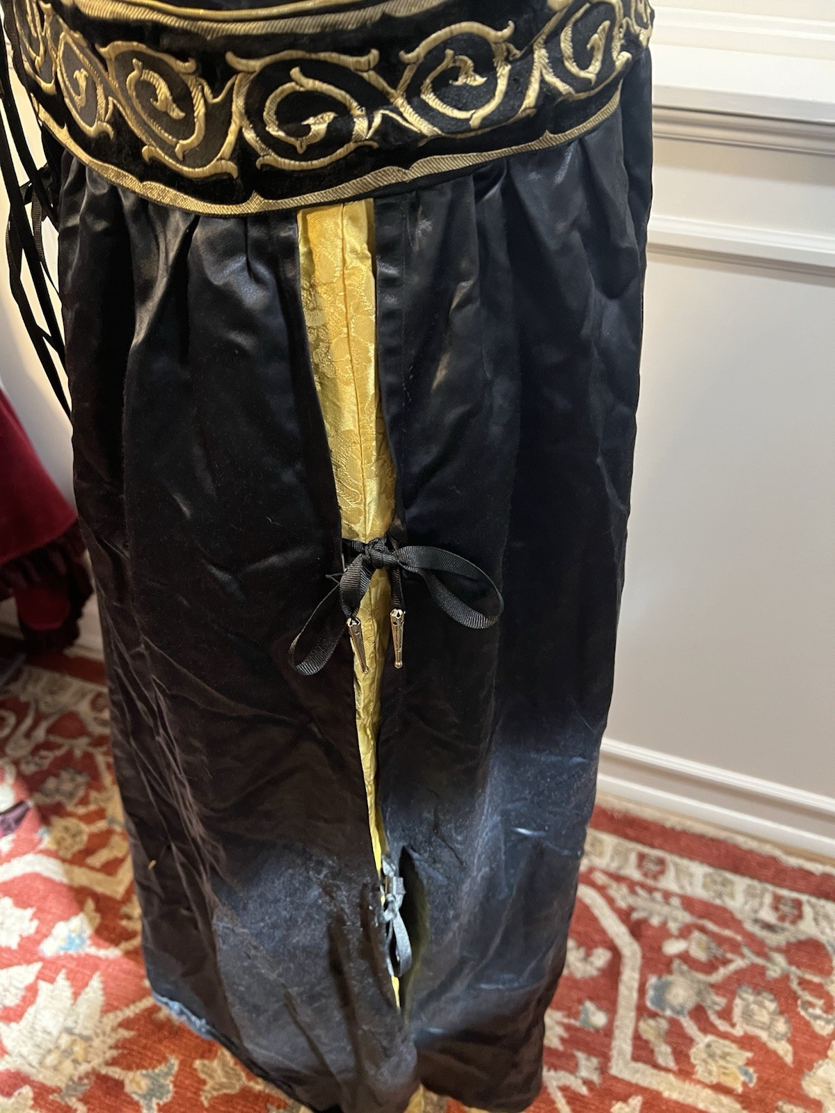 Medium Blue/Gold Satin Gothic Dress Medieval Renaissance Homemade Quality