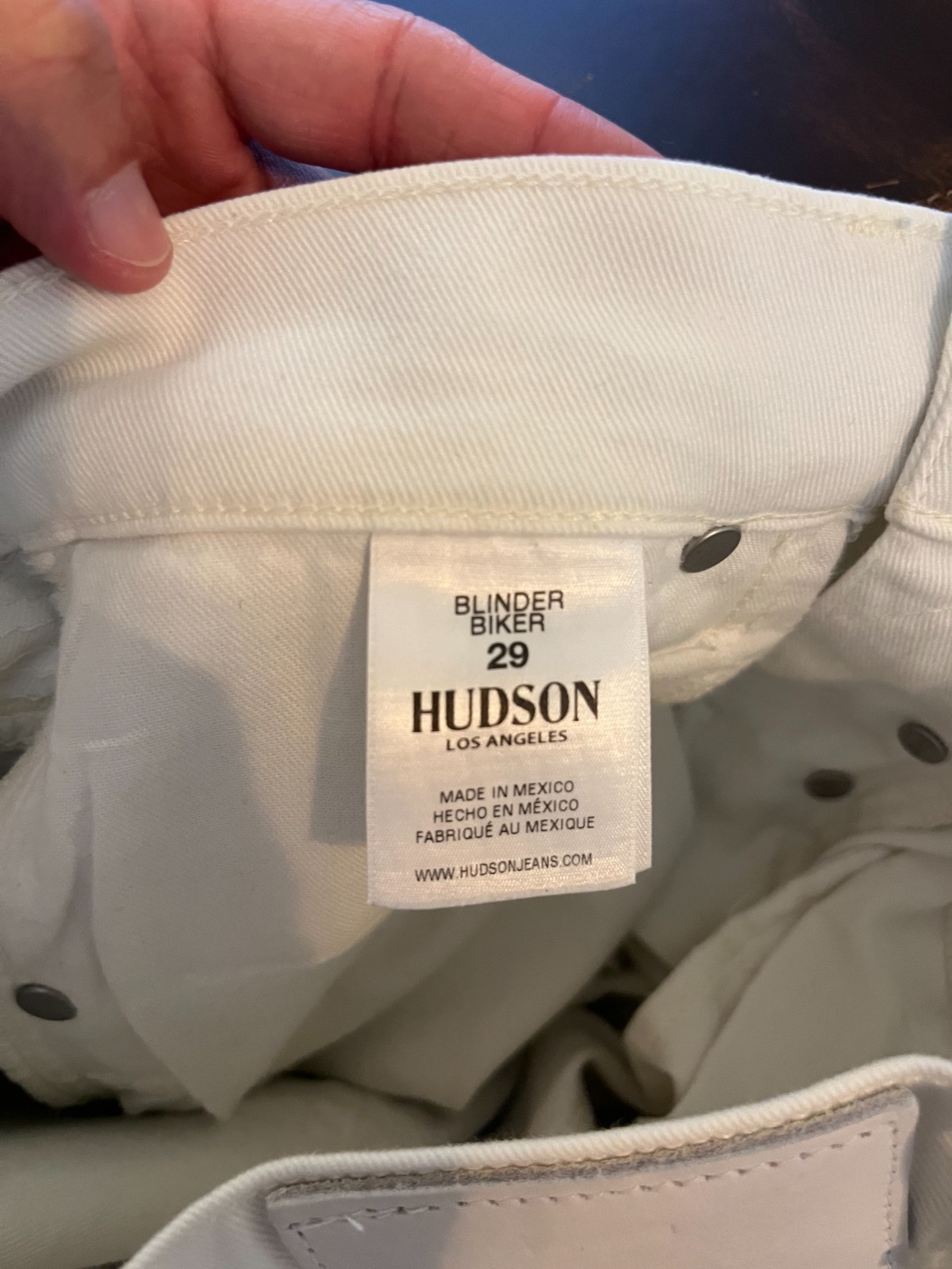 Hudson Blinder Biker Moto Skinny Jeans Men’s Size 29X32 Off White Button Fly