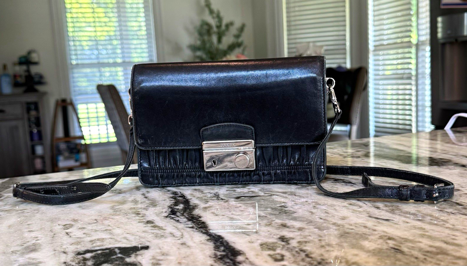 Prada Nappa Leather Gaufre w/ lock shoulder or crossbody bag