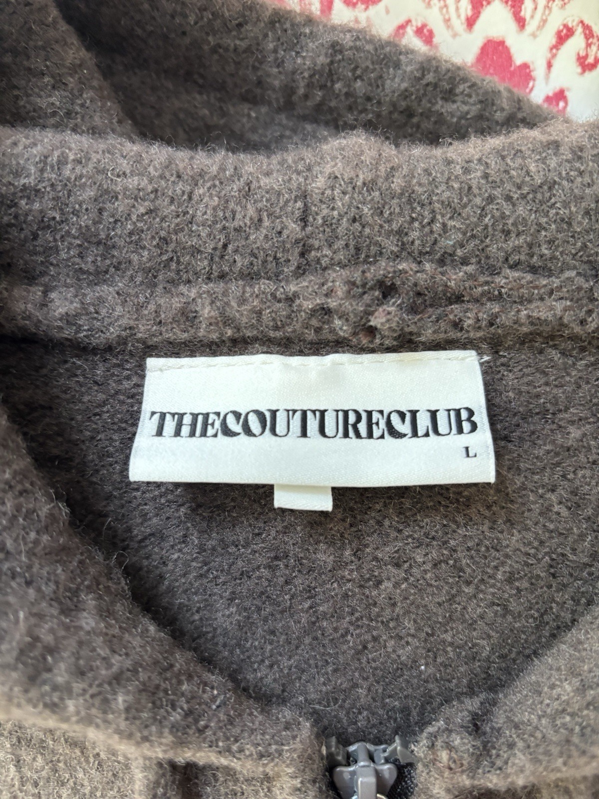 The Couture Club ‘Monogram Fluffy Emblem Zip-Through Knitted Hoodie’