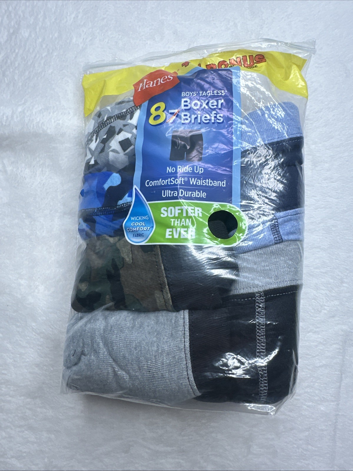 Hanes Boys XL Tagless Boxer Briefs Solid Colors 7 Count