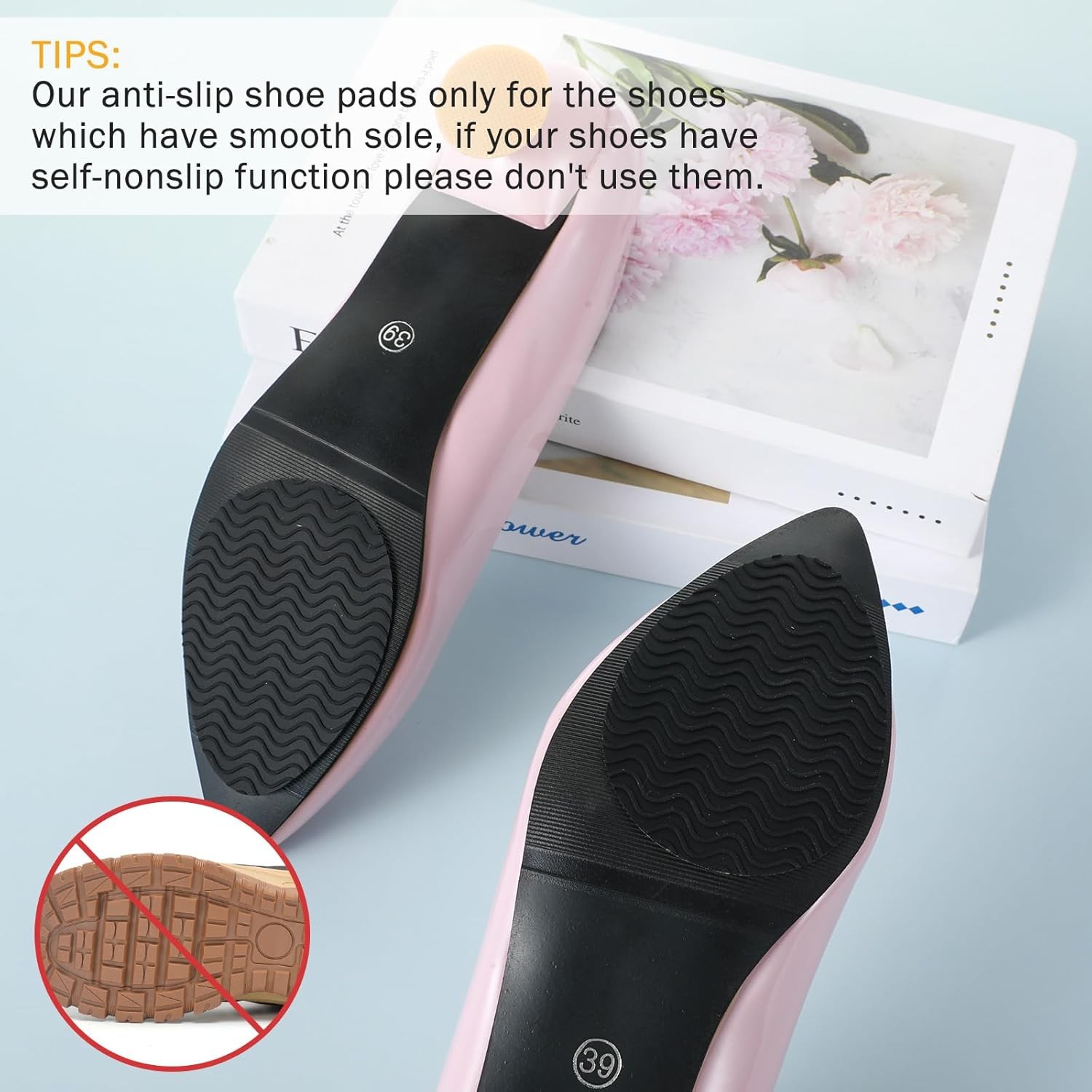 8Pcs Non Slip Shoes Pads, Self-Adhesive Sole Protectors, Anti-Skid Shoe Grips
