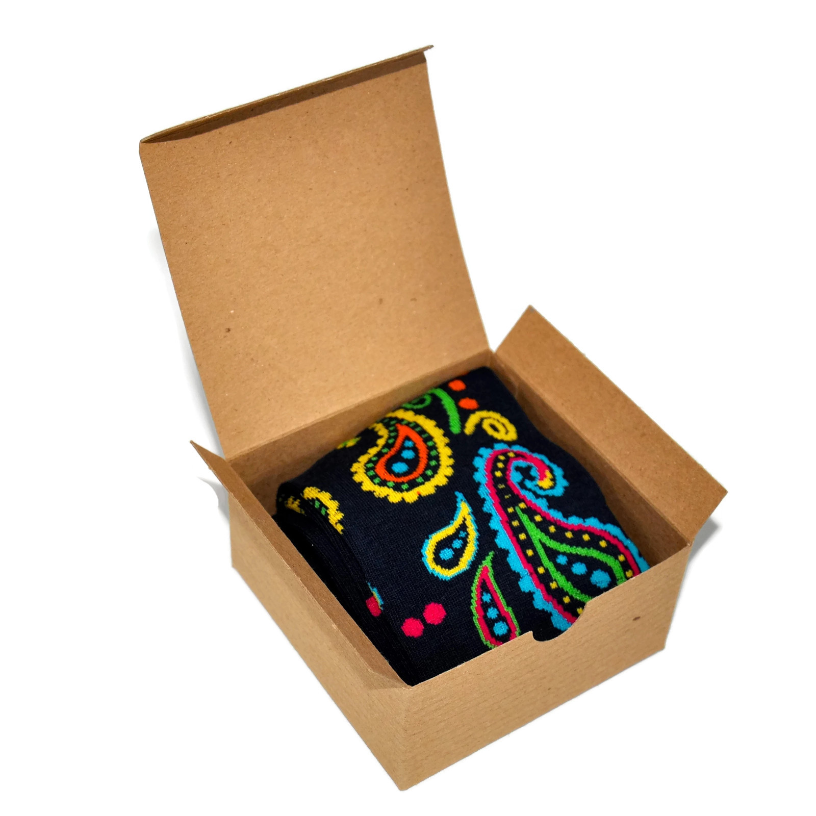 Mens Socks Gift Box Paisley Pattern Navy Blue Bandana Casual – Stocking Stuffer