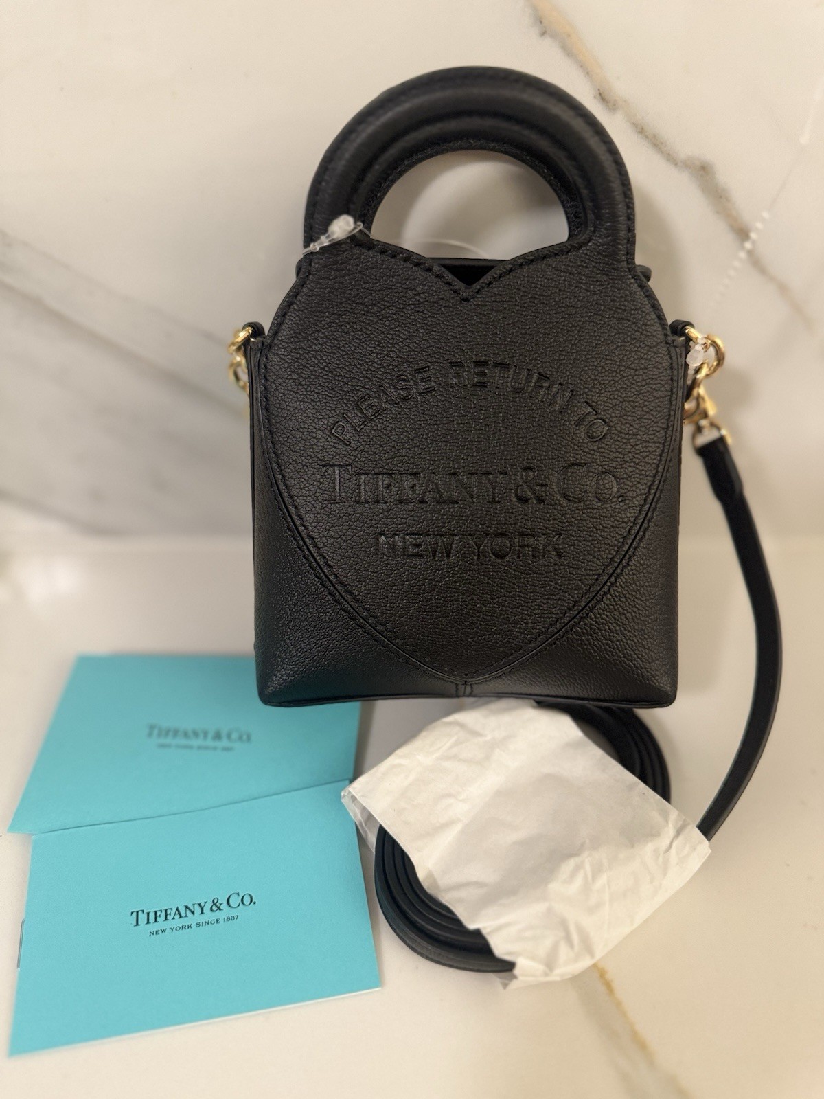 Tiffany & Co. Return To Tiffany Mini Black Leather Heart Crossbody Bag