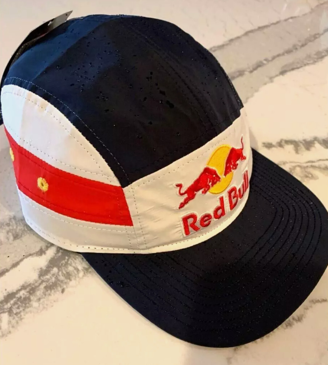 R 5-Panel Navy, White & Red Camper Cap.. F1 Racing. BMX. MotoGP. Supercross.