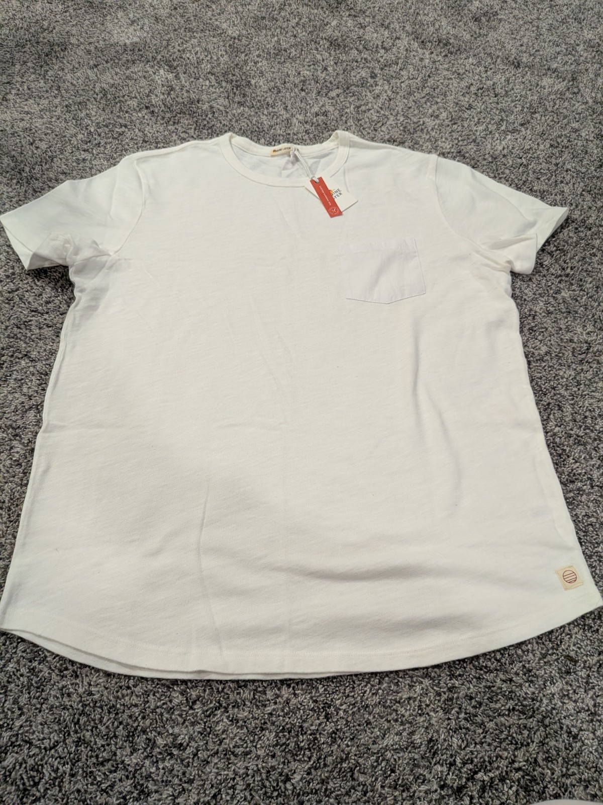 Marine Layer Tee M Antique Cream Short Sleeve Heavy Crew Neck Slub Pocket NWT