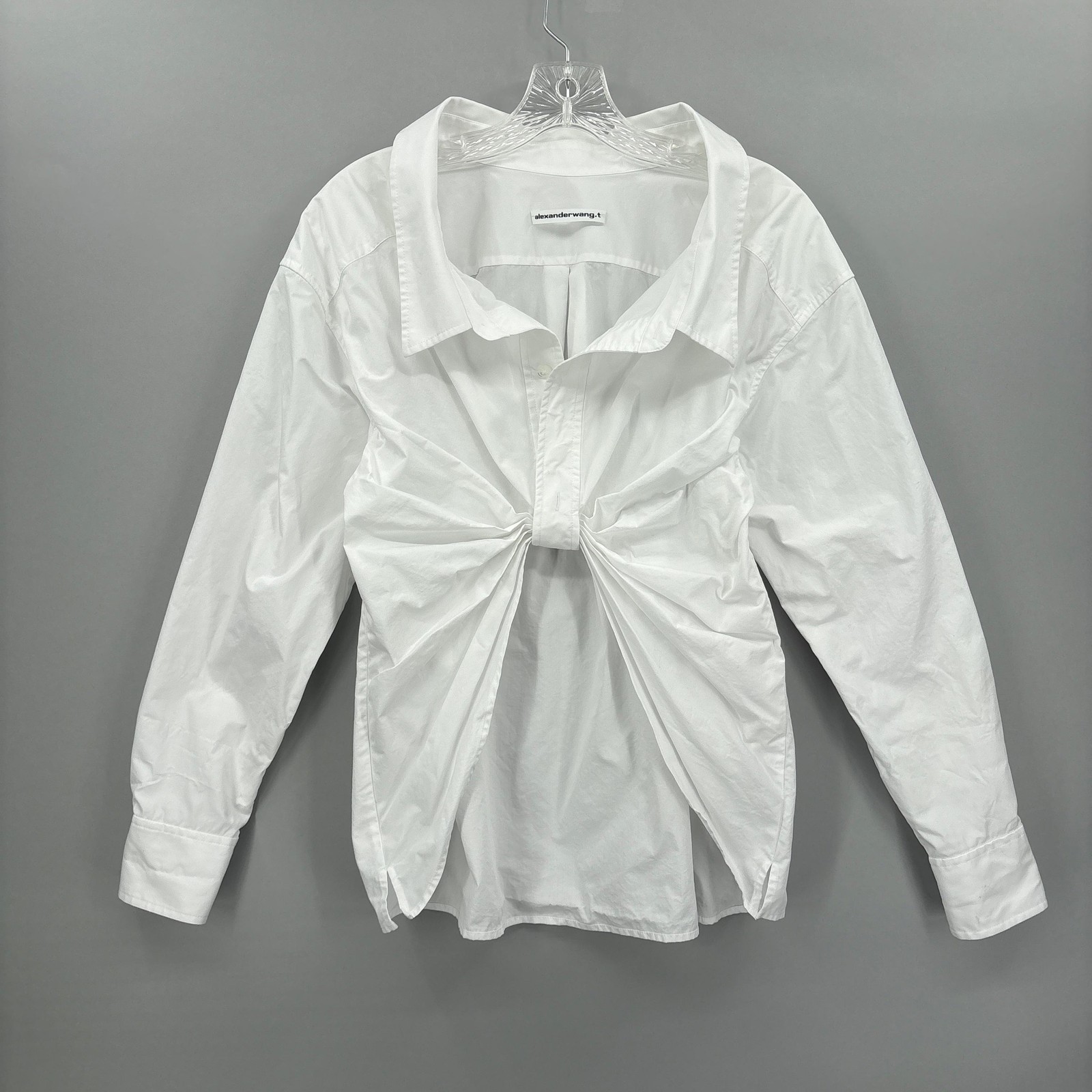 Alexander Wang Shirt Womens XS White Twist Front Button Up Top Long Sleeve