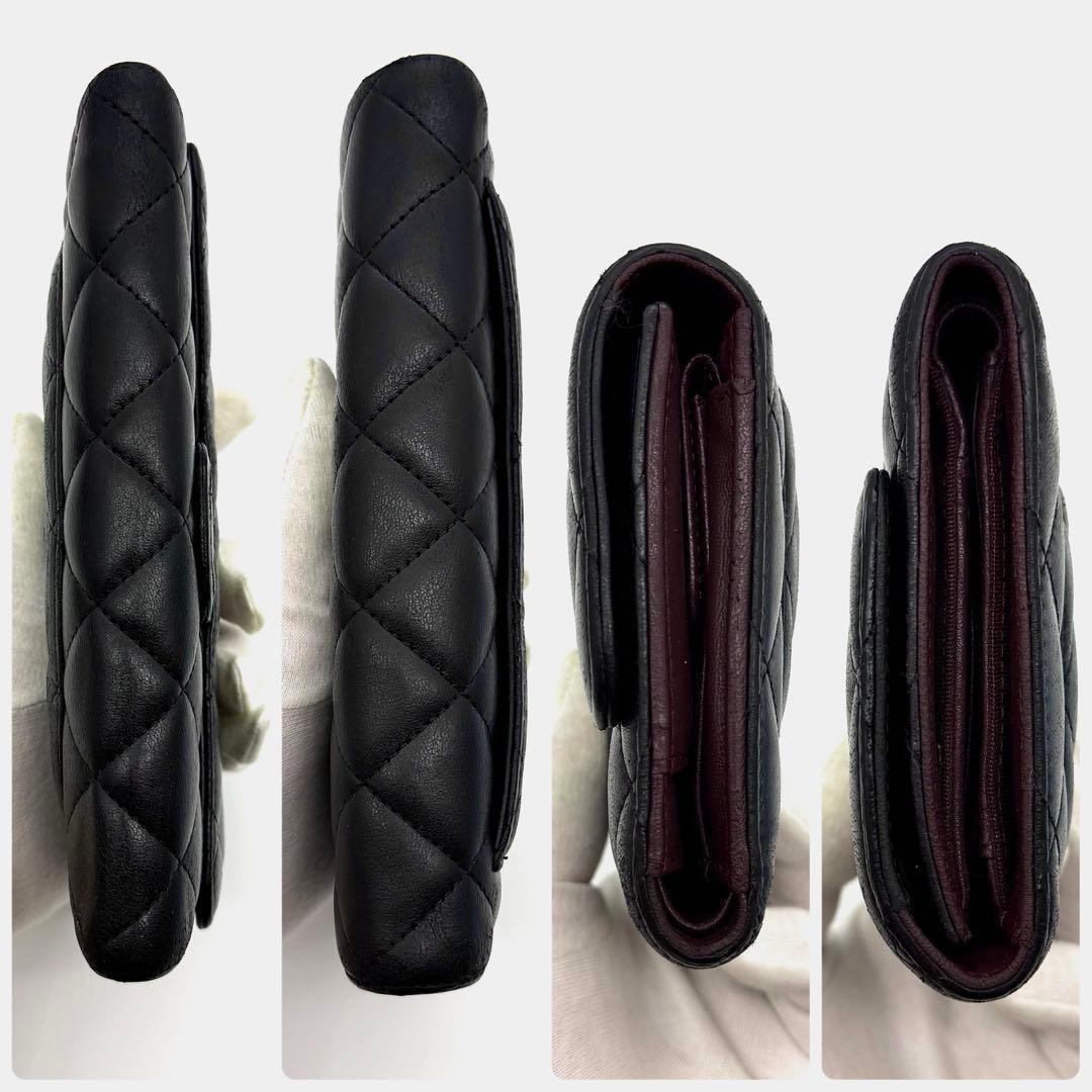 Top Quality CHANEL Matelass Lambskin Tri Fold Wallet Black