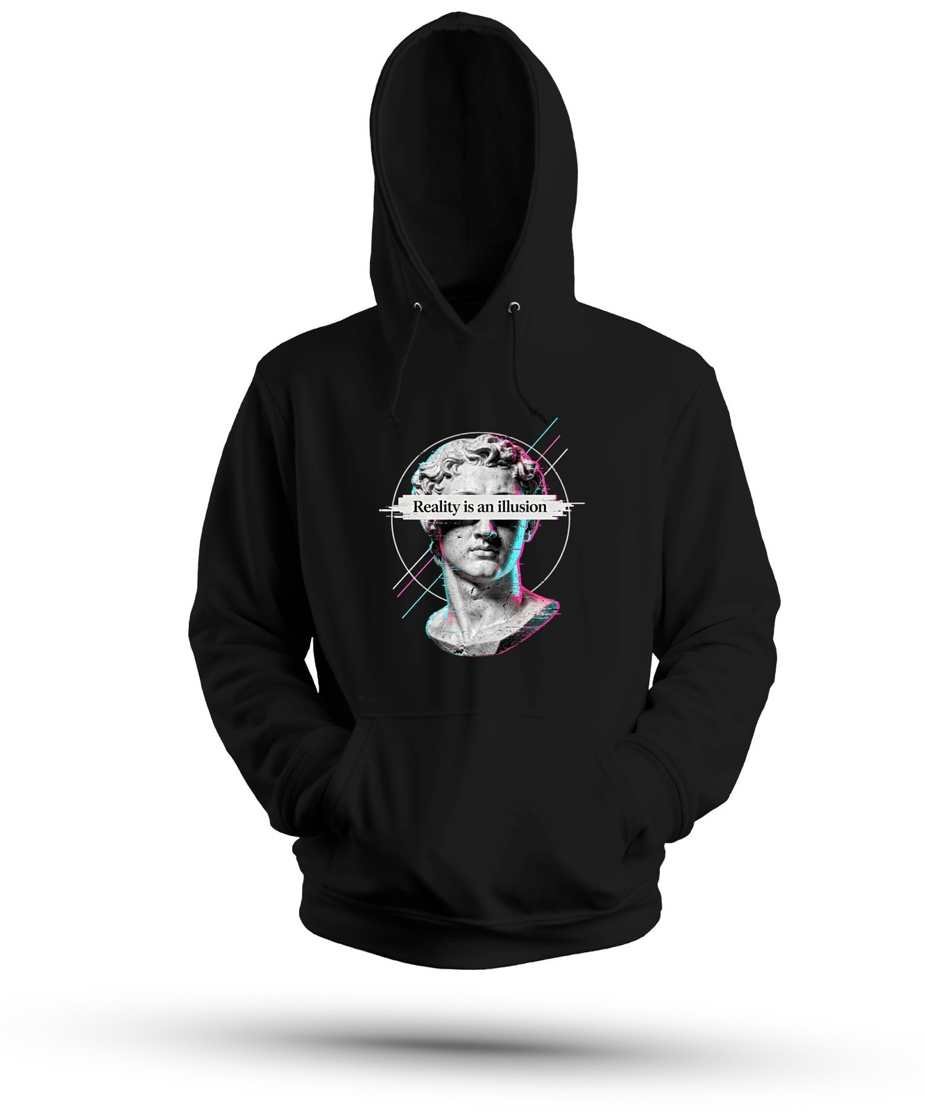 Reality is an illusion David Statue Glitch Art Unisex Hoodie Hooded Sweatshirt