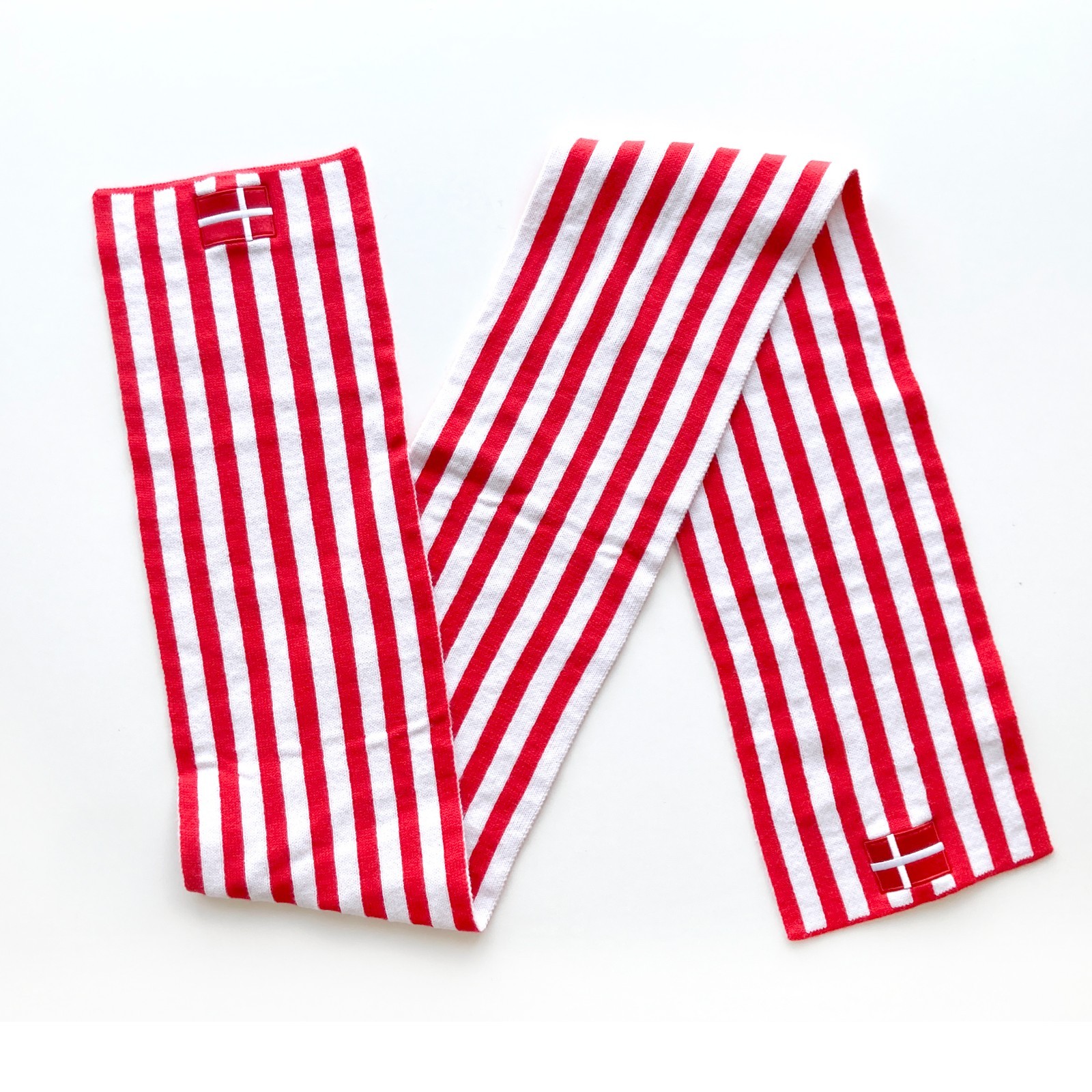 Denmark Flag Striped Knit Scarf Unisex Red White Danish Ivrig 7.75 x 67