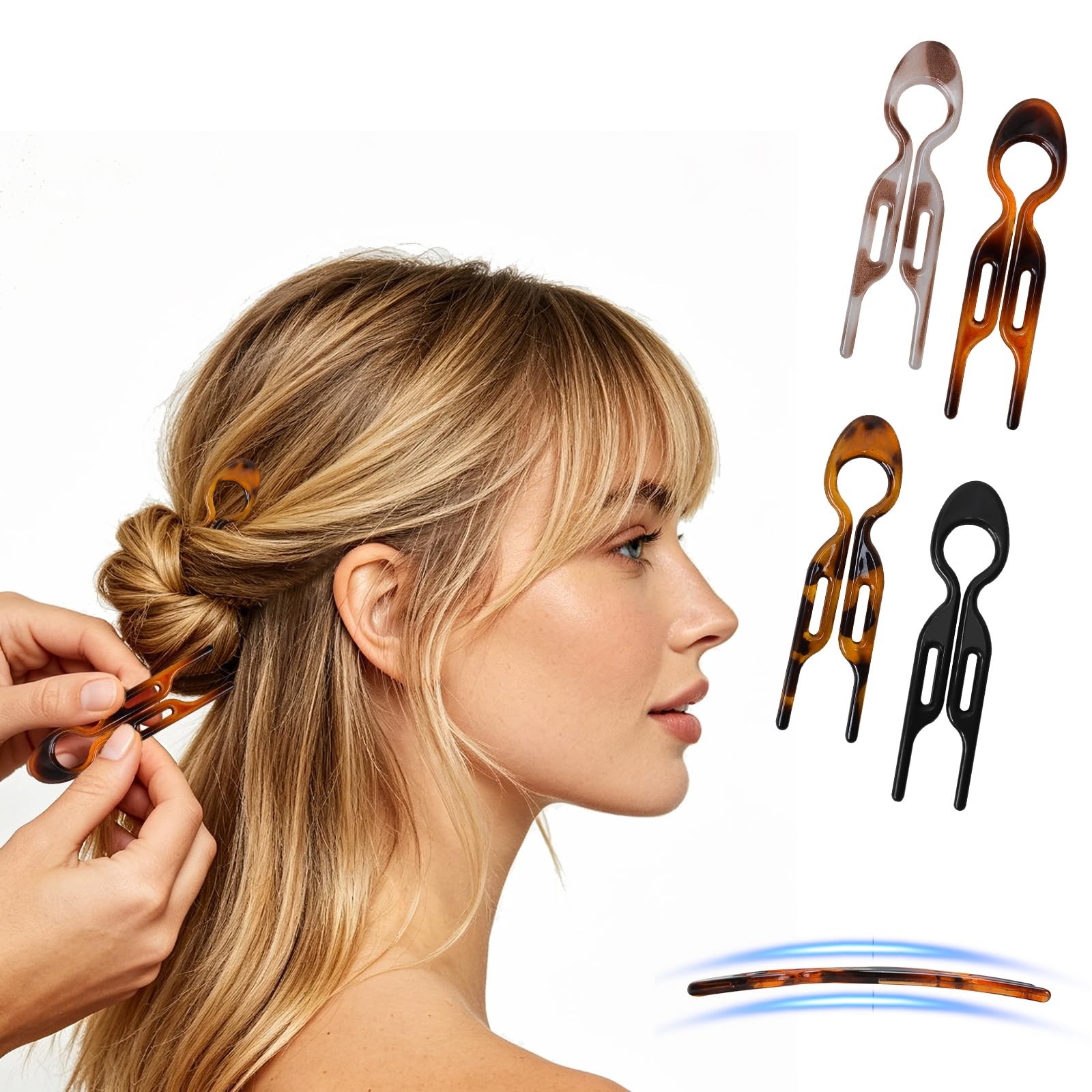 Numola 4PCS French Hair Pins for Women All 1 Count (Pack of 4), 1. Multicolor