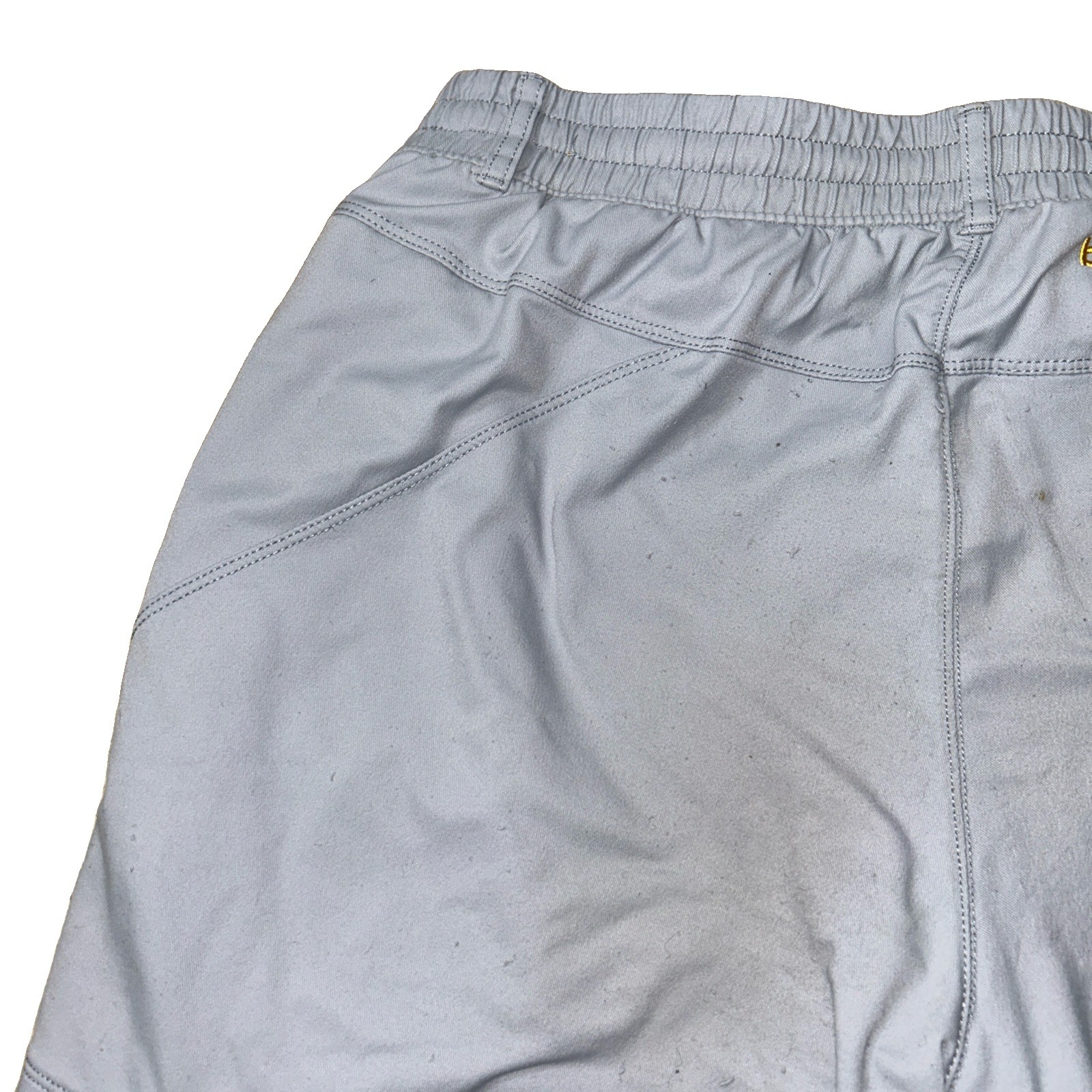 Bird Dogs Shorts Mens L Grey Yellow Lined Elastic Stretch 6” Inseam Chino Casual