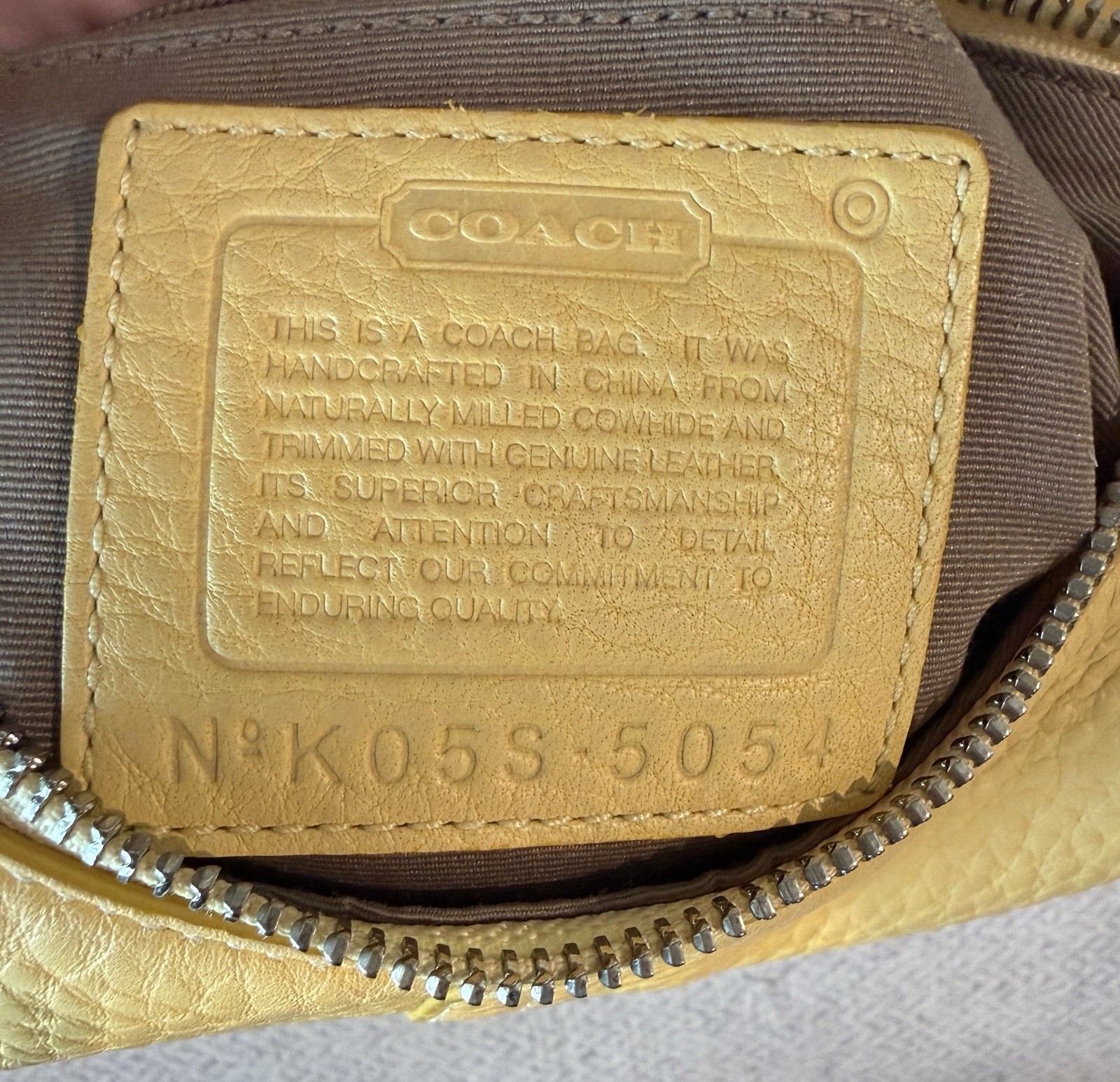 Coach Yellow Pebbled Shoulder Bag Zip Top, Silver Hardware, Buckle Accent