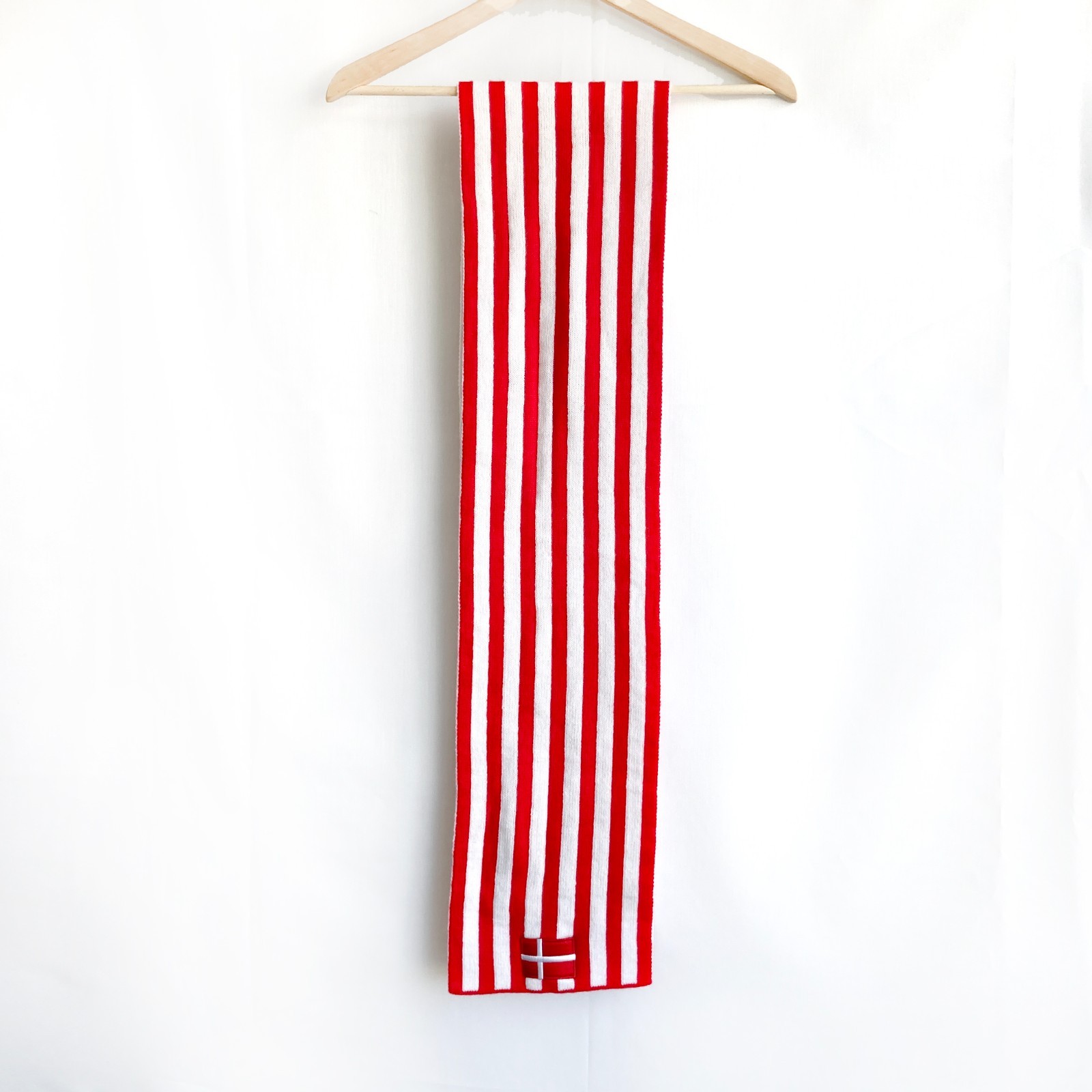 Denmark Flag Striped Knit Scarf Unisex Red White Danish Ivrig 7.75 x 67