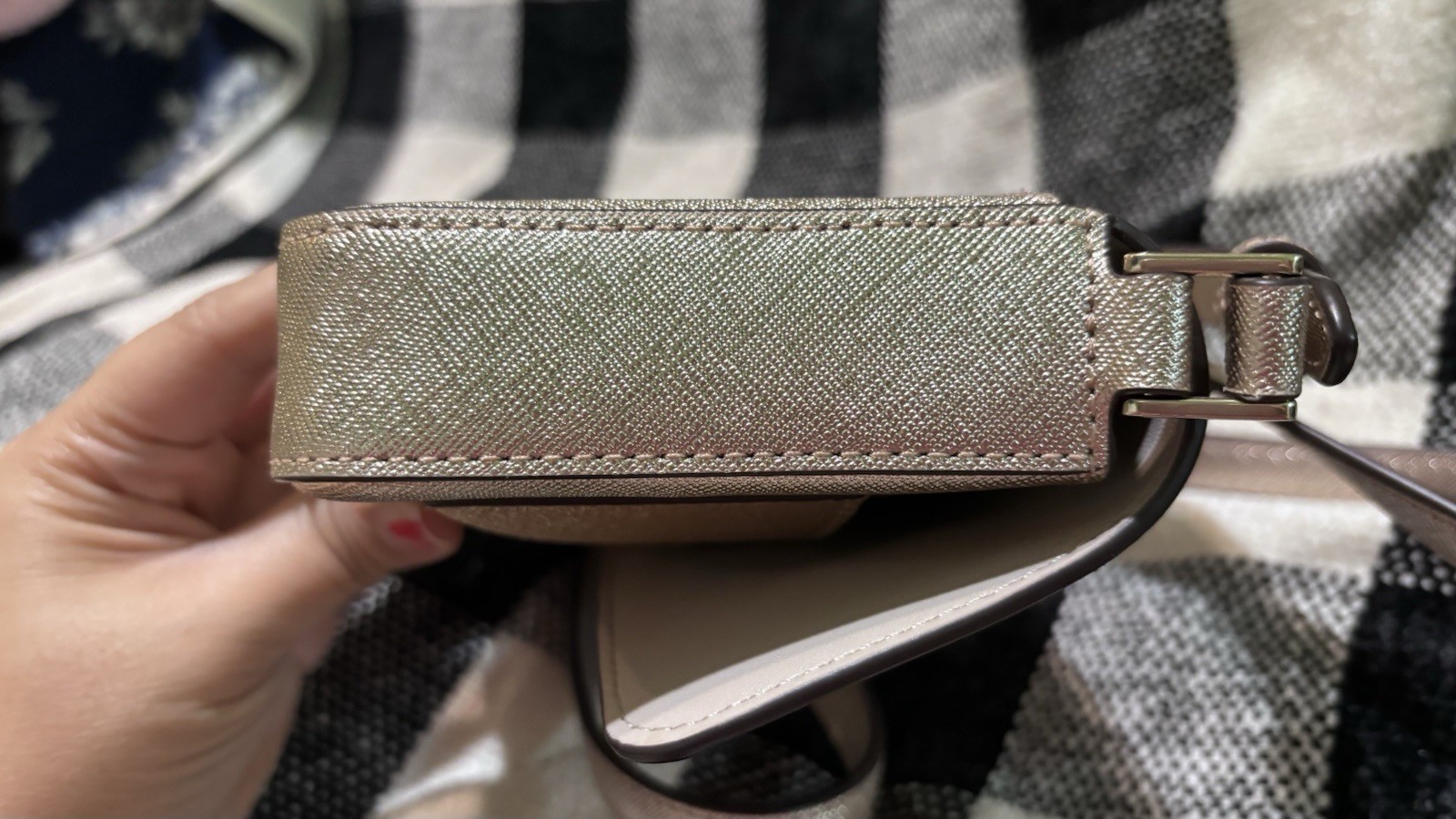 kate spade new york Gold Metallic Glitter Small Crossbody Bag, Strap, Coin Purse