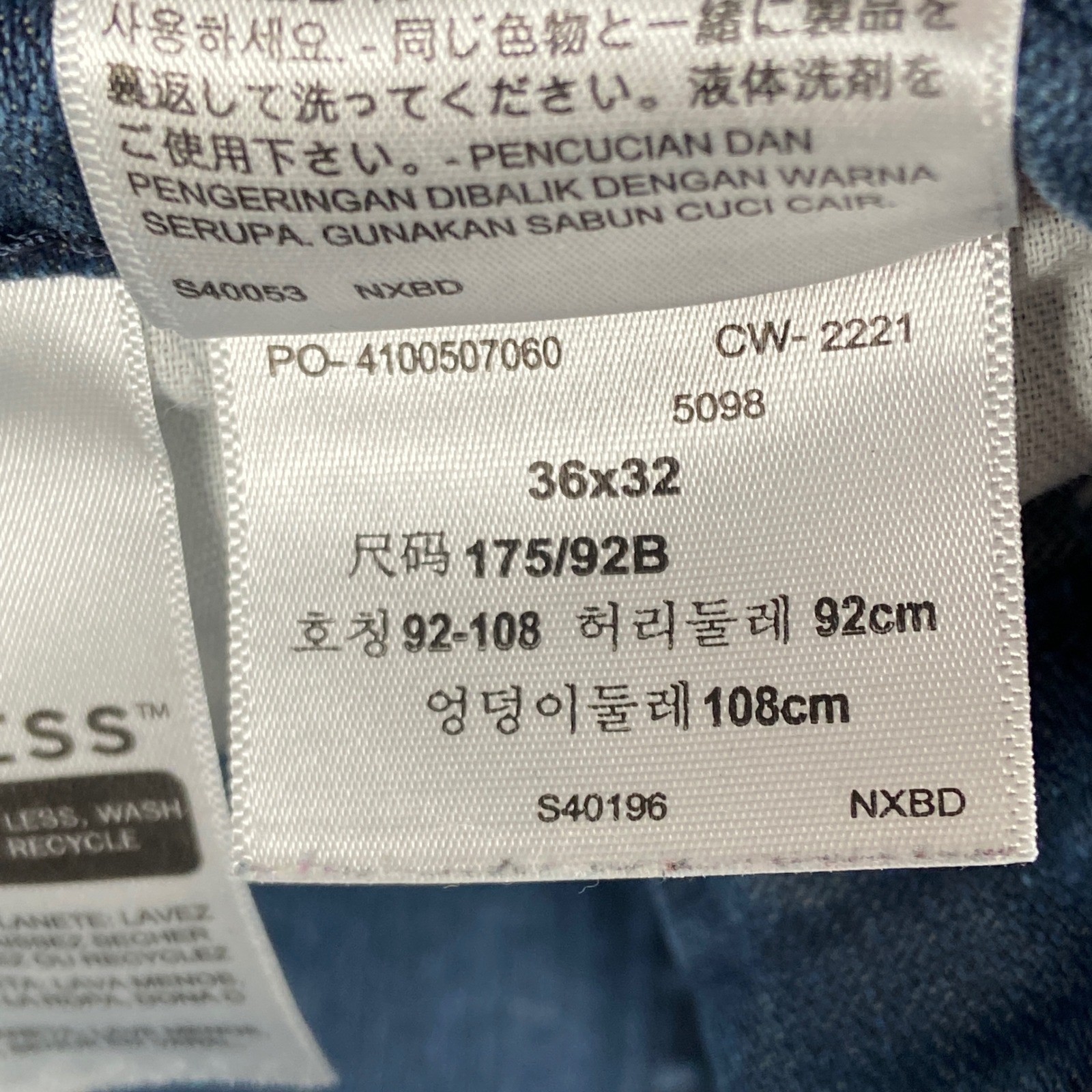 Levi’s 511 Jeans Mens 36×32 Blue Denim Slim Fit Dark Wash Cotton Blend Stretch