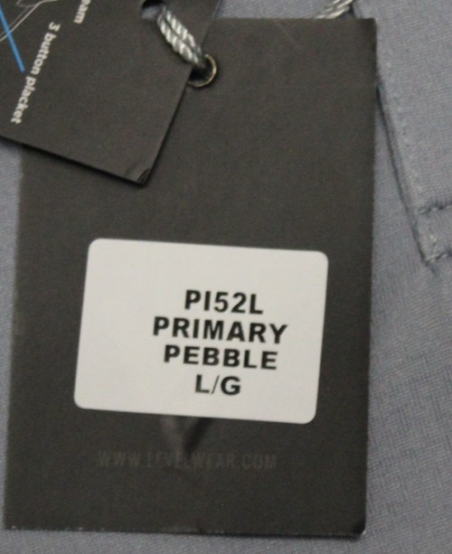 Levelwear Primary Polo Shirt Men’s Size L Pebble Gray Short Sleeve Logo Golf NWT