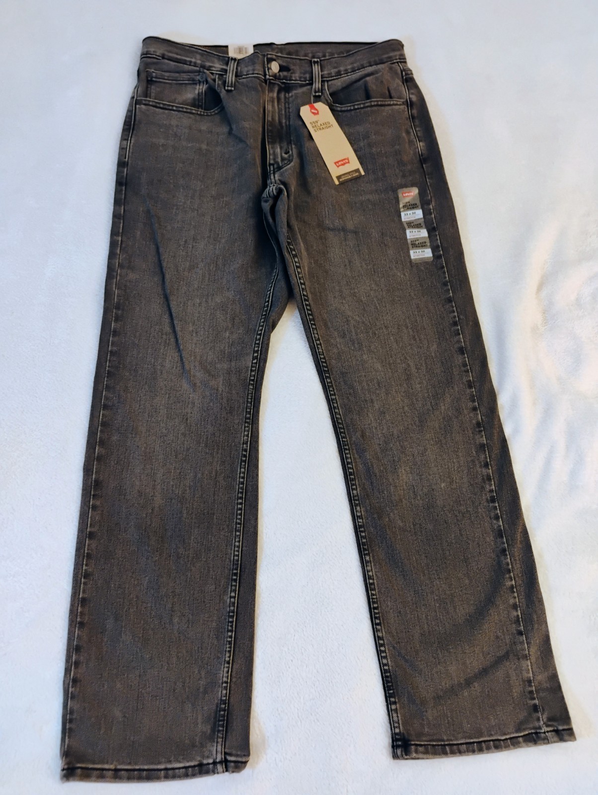 New 33×32 Levi’s 559 Stretch Jeans in Grey ~ Straight Relaxed Stretch 65% cotton
