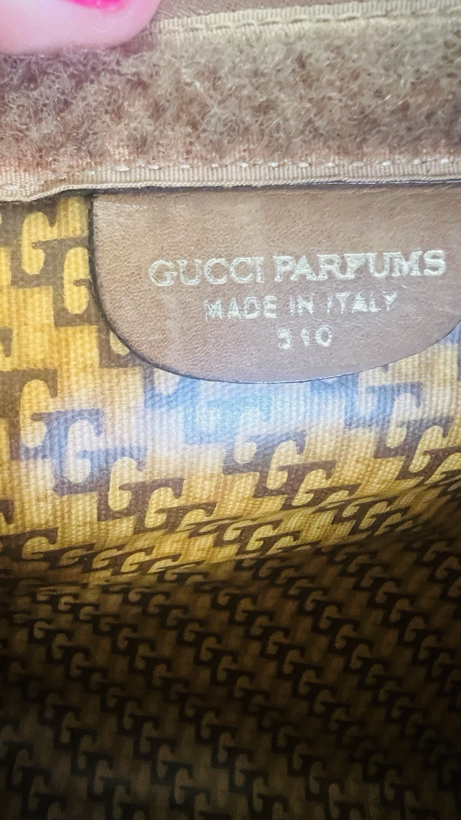 Vintage Gucci Brown Suede Portfolio Clutch Web Stripe GG Monogram Lining Italy