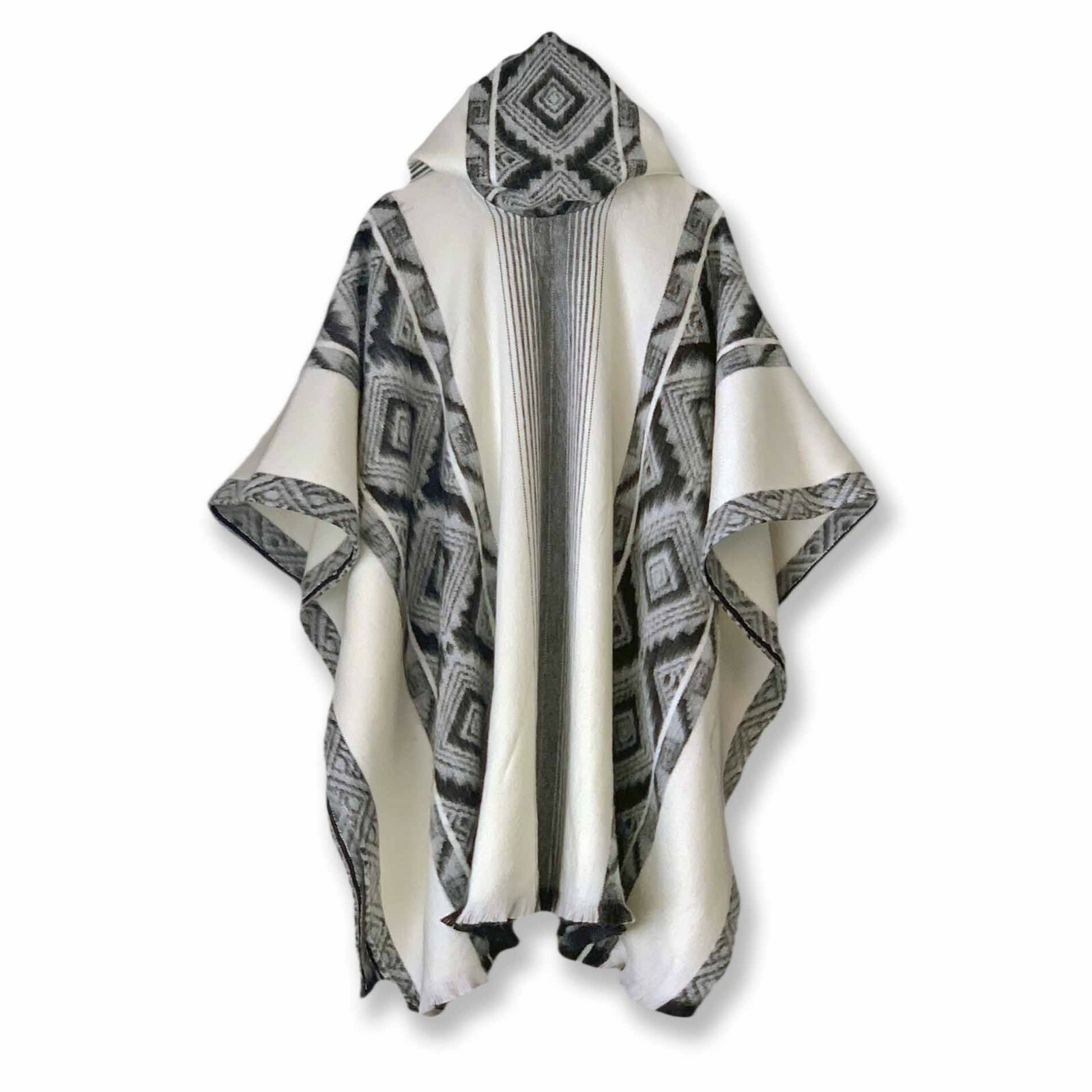 Lightweight BABY ALPACA Wool Hooded Poncho Pullover UNISEX Handmade in Ecuador