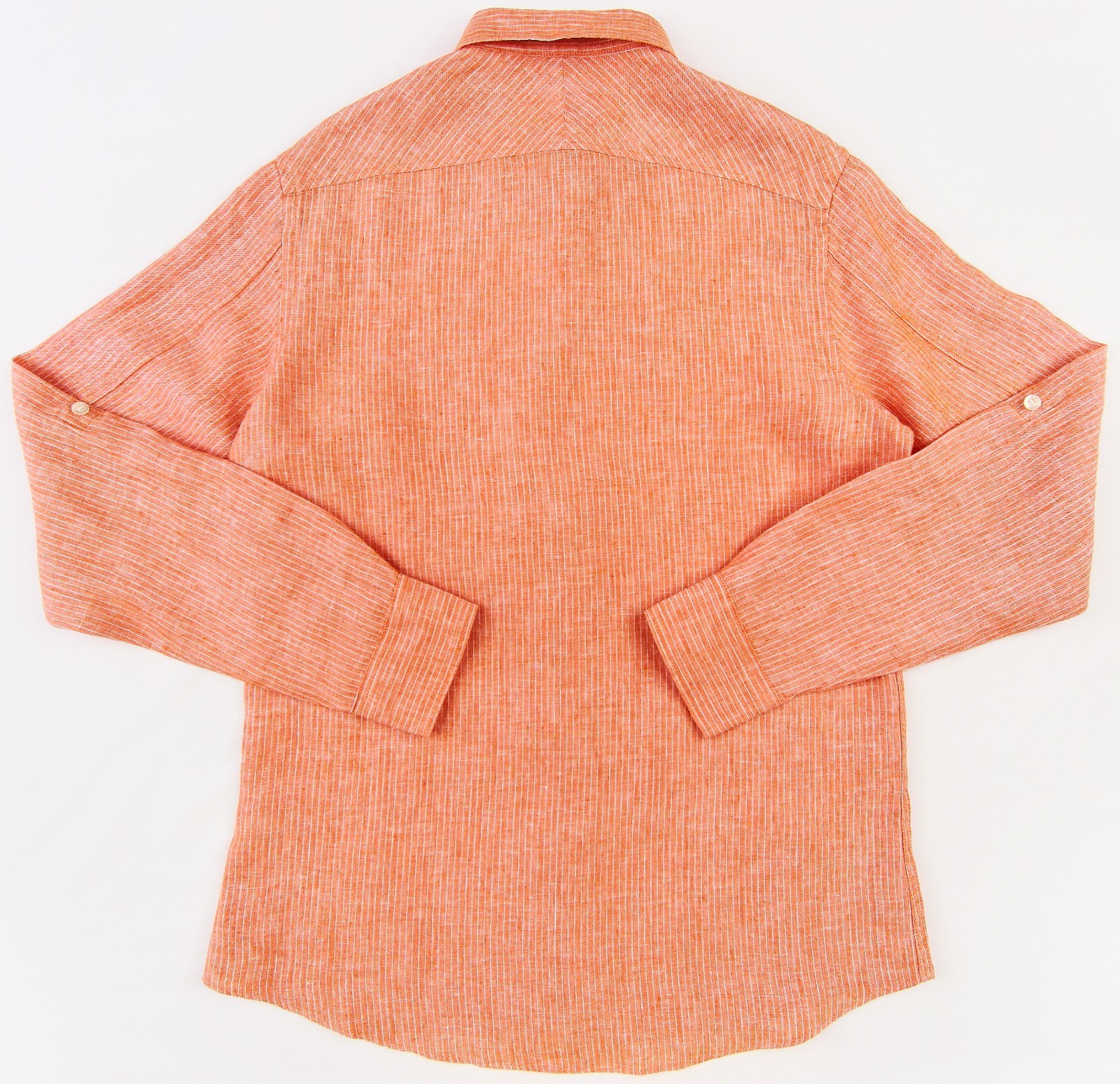 Men’s MURANO Orange White Striped Slim Fit Linen Shirt Extra Large XL NWT NEW