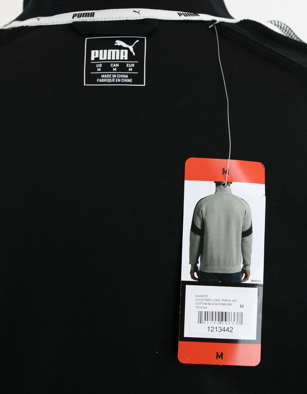 Puma Evostripe Men’s Core Track Jacket Full Zip, 4 Pockets, Black/White