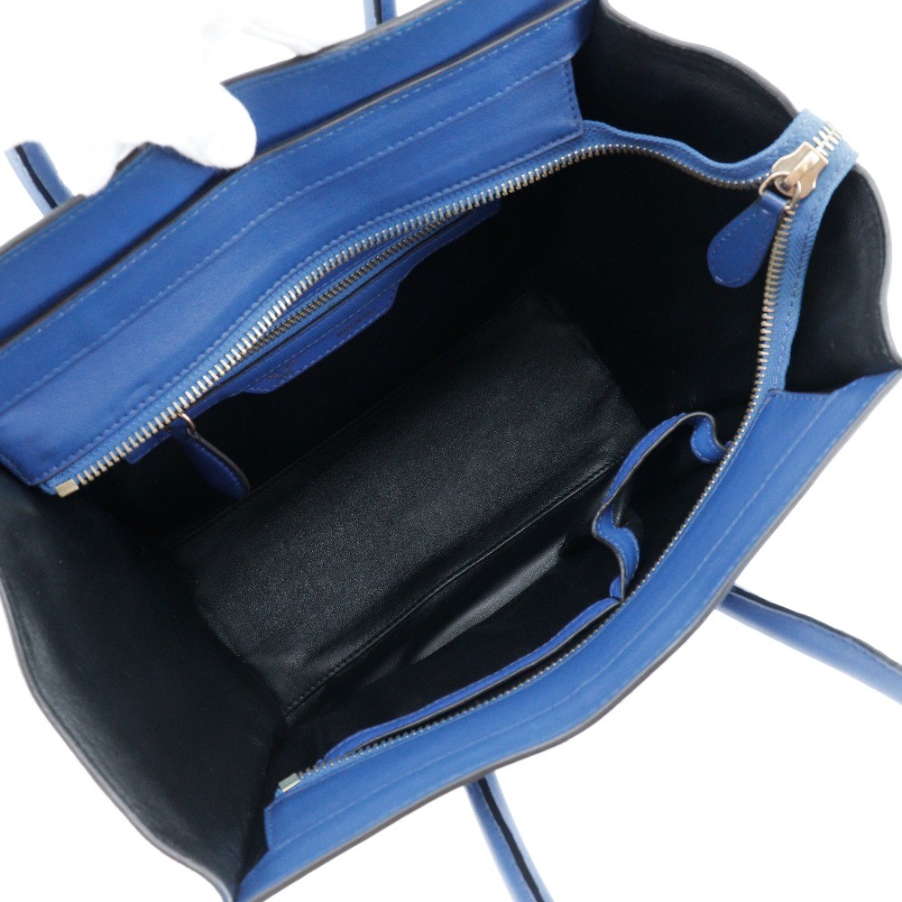 CELINE Luggage micro Handbag blue Suede/Calfskin Women