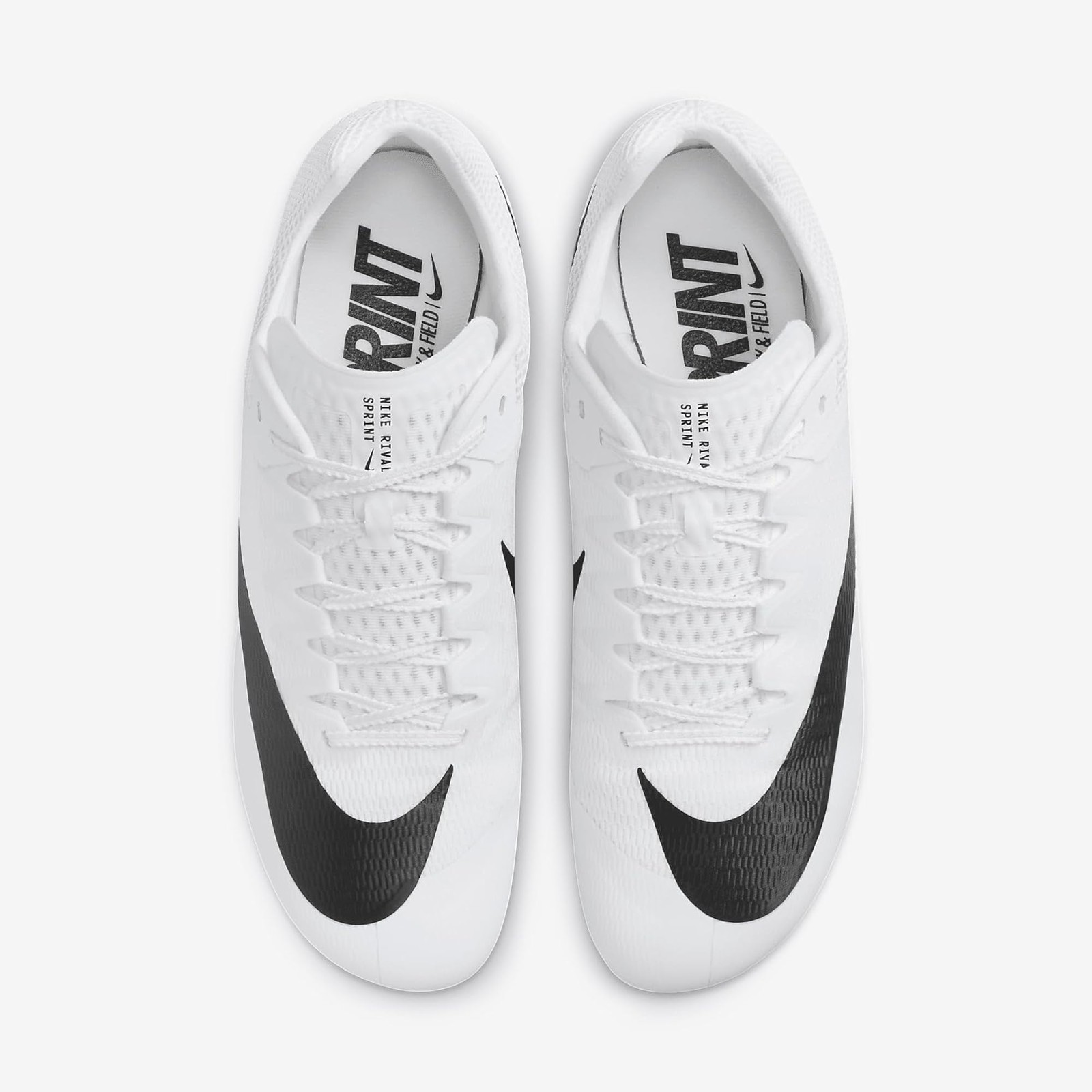 Nike Zoom Rival Sprint Track & Field Sprinting Spikes, White/Black-Metallic Silv
