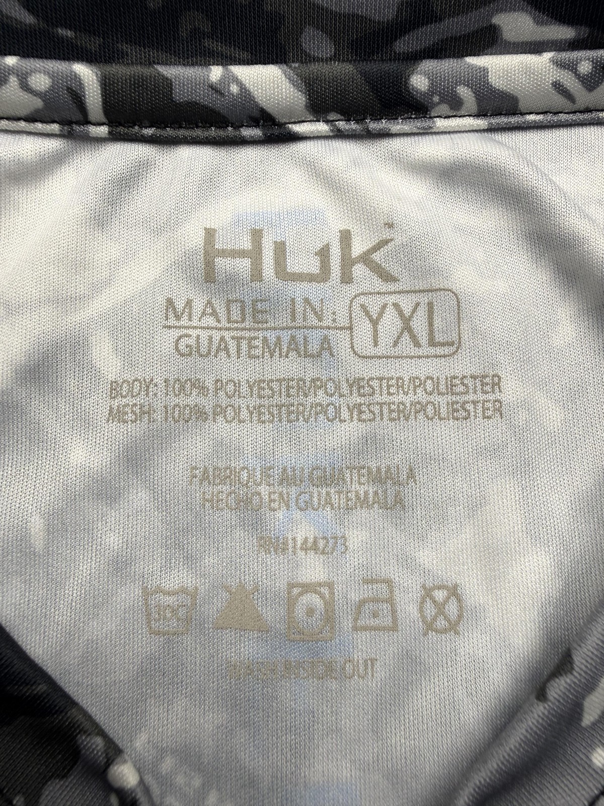 Huk Shirt Youth XL Gray Camo Long Sleeve Performance Fishing Moisture Wicking