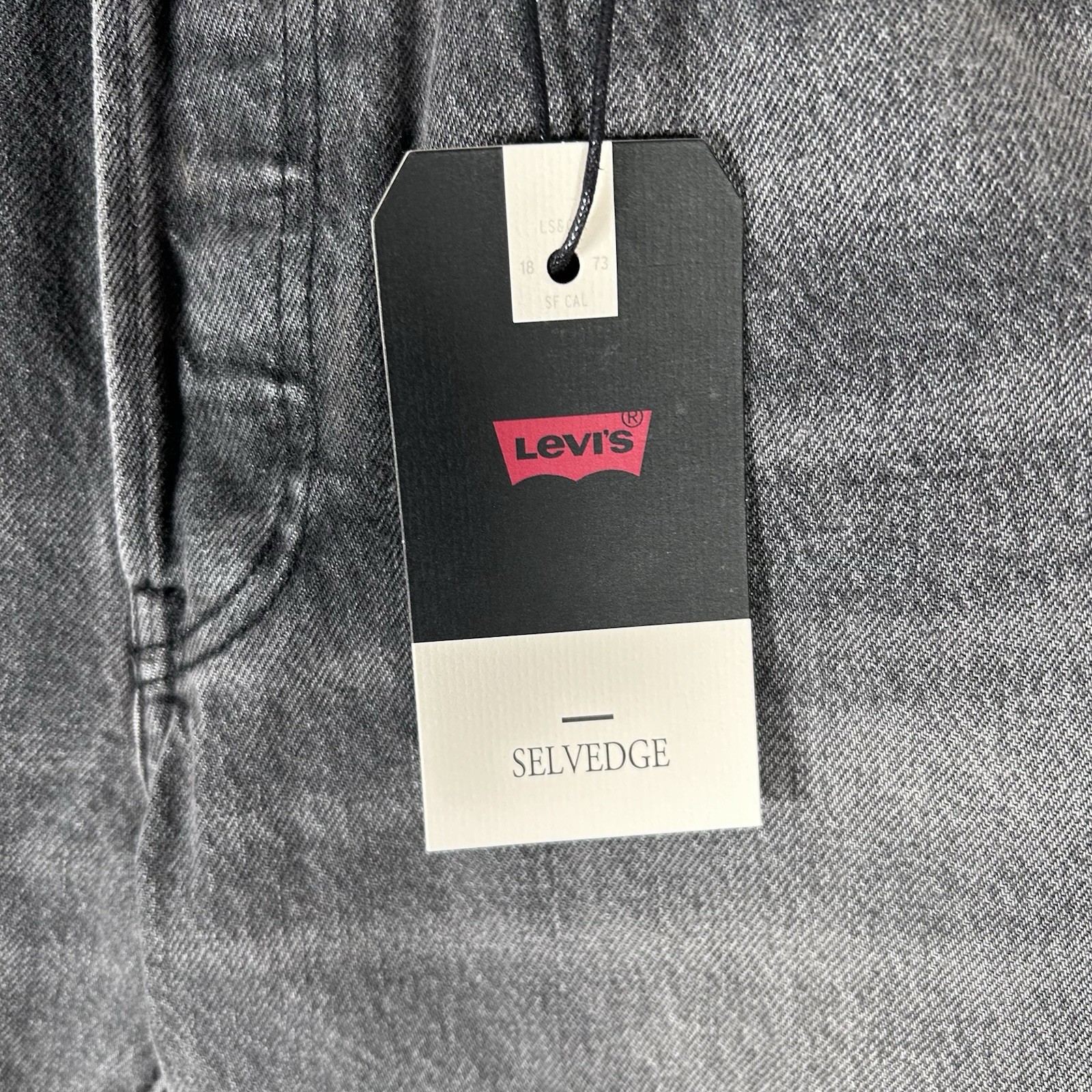 Levi’s 501 Selvedge Straight Fit Big E Denim Jeans Black Ash Men’s Size 33X32