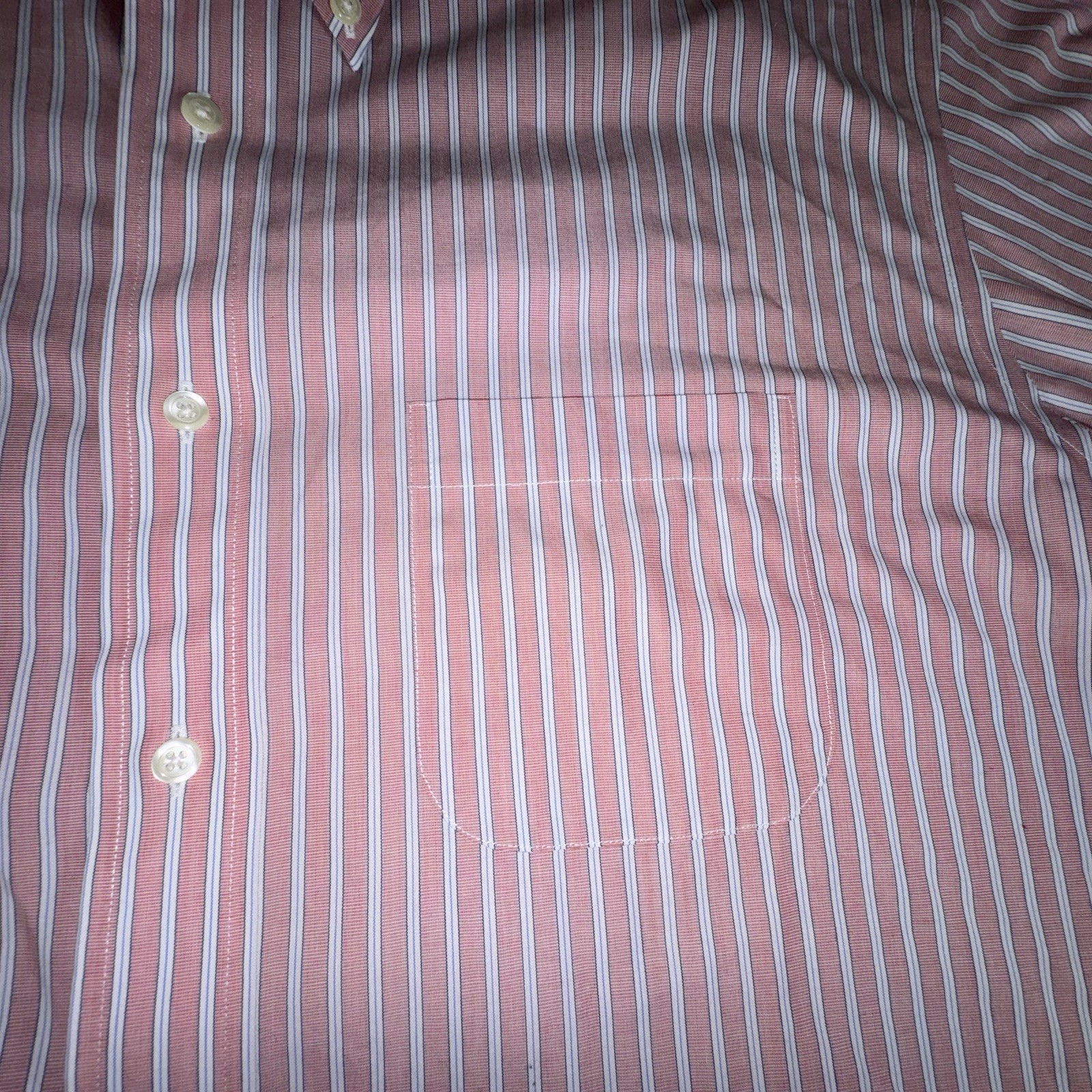 Brooks Brothers Madison Fit Pink Striped Shirt 16.5 36 Large Non-Iron Supima Men