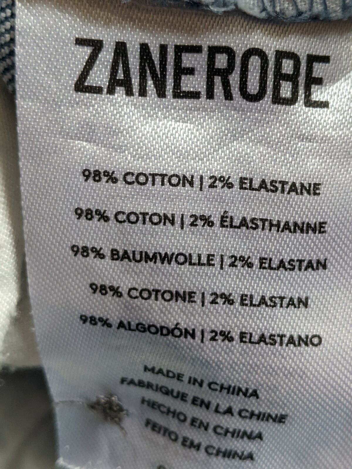 ZANEROBE MEN’S JEANS WAIST 30-32 INCH COTTON/ELASTANE