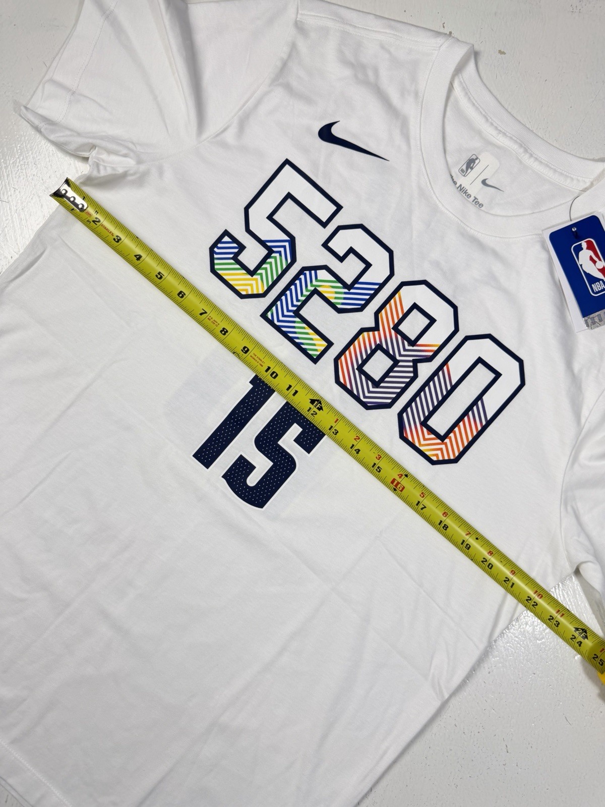 Denver Nuggets Nikola Jokic 15 Nike 5280 City Edition White Shirt Mens Large NBA