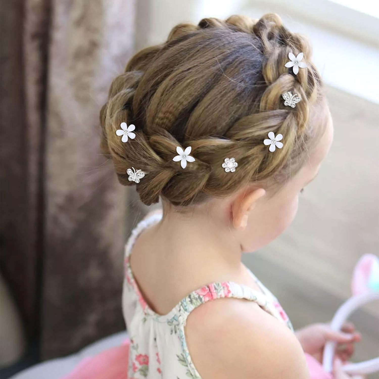 20 Pcs Mini Flower Hair Clips Rhinestone Butterfly Hair Pins Small Decorative Ha