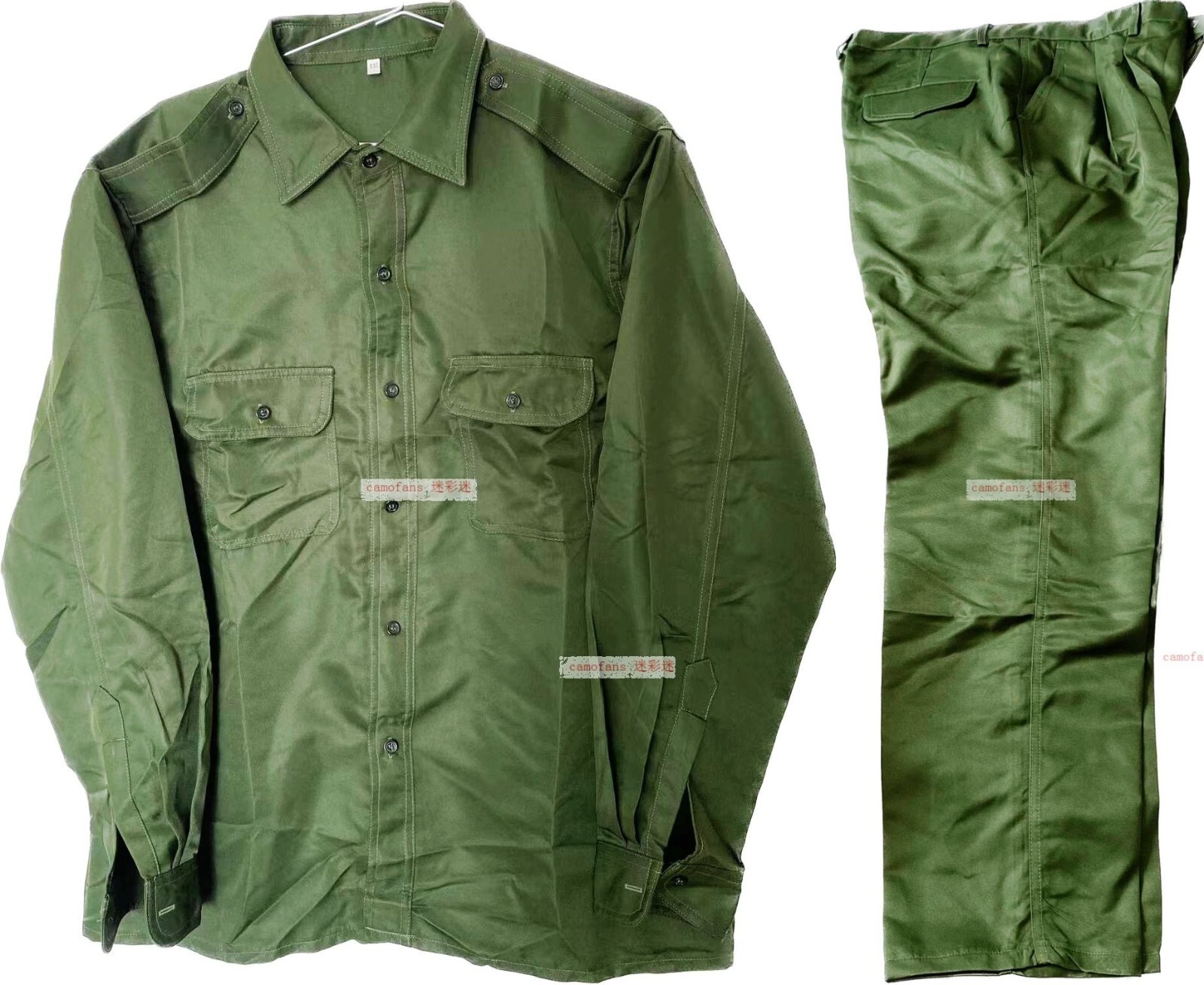 Original Myanmar Burma Army Green Uniforms Suits Shirt Pants (not camouflage)
