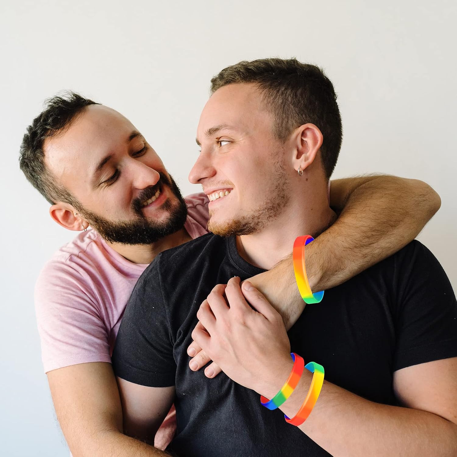 40Pcs Rainbow Silicone Wristbands LGBT Pride Unisex Iridescence Size 21.5Cm/8.46